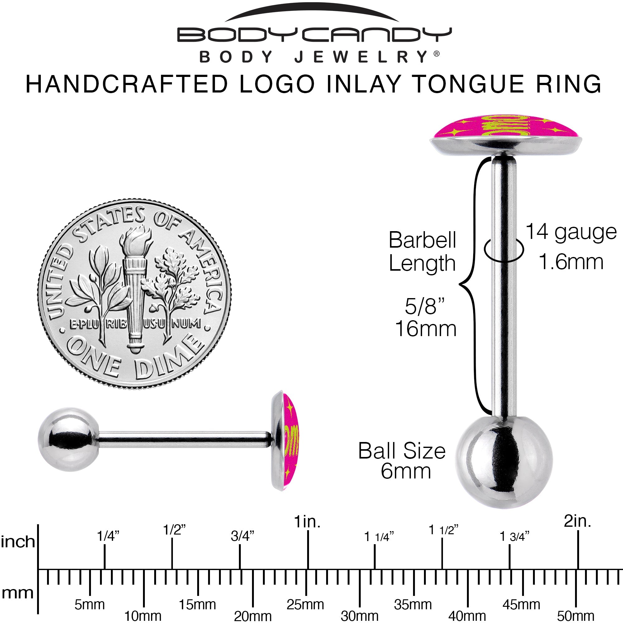 Pink JOMO Barbell Tongue Ring by Onyx O