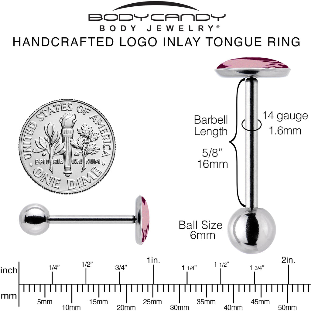 Pinkish Melting Heart Barbell Tongue Ring by Onyx O
