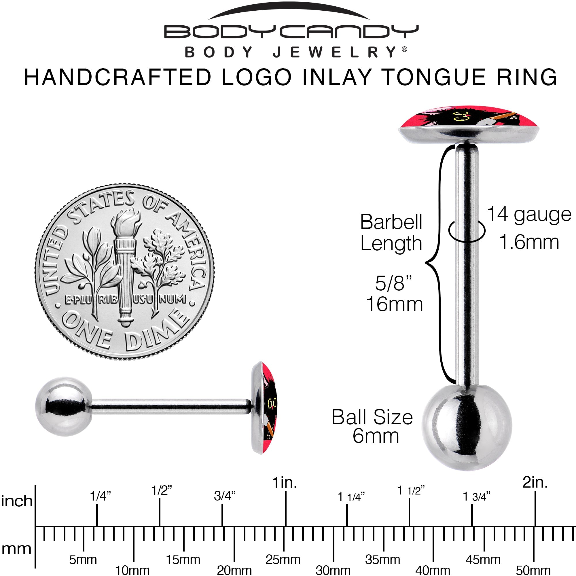 Stabby Cat Barbell Tongue Ring by Onyx O