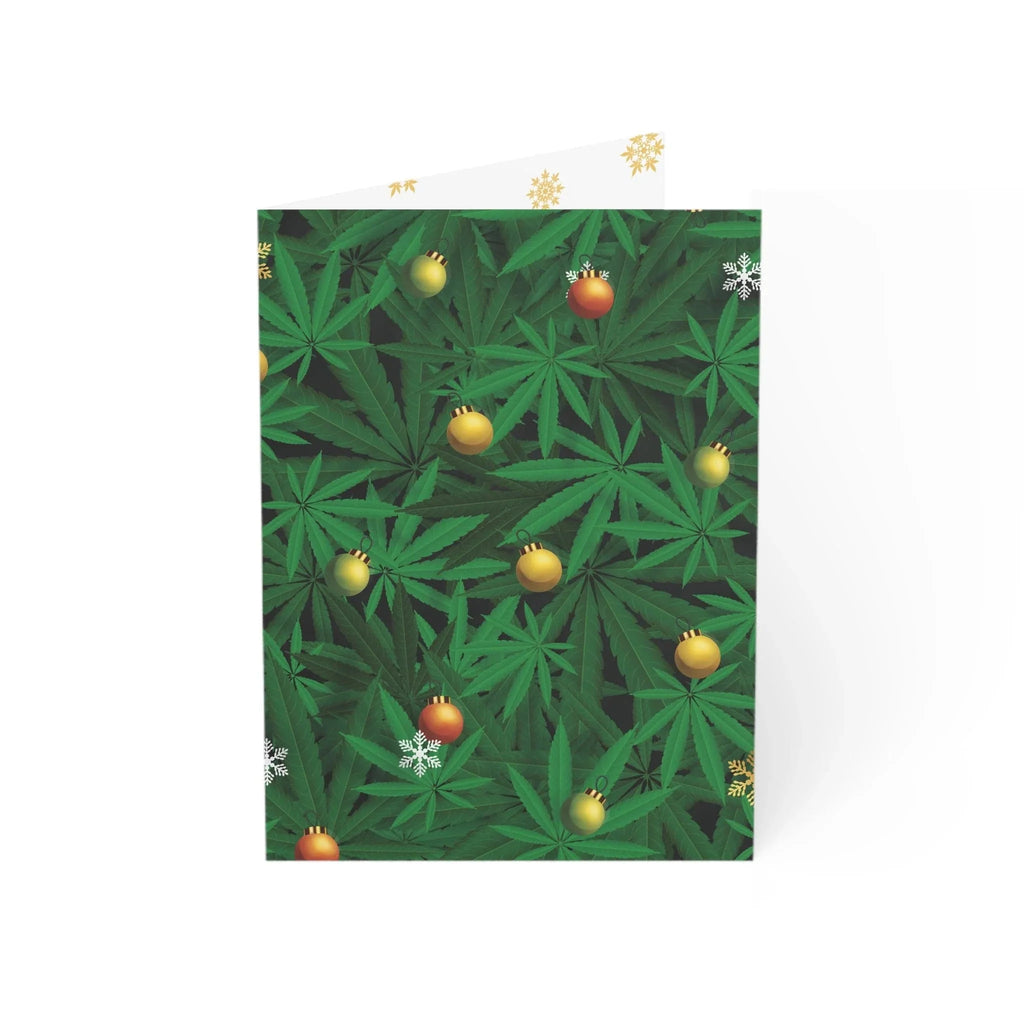 Pot Leaves Merry Christmas Holiday Greeting Cards (1, 10, 30, and 50pcs)