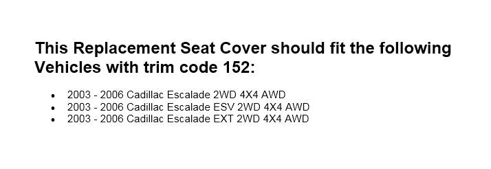 2003-2006 Cadillac Escalade Seat Cover in Tan: Choose From Variation