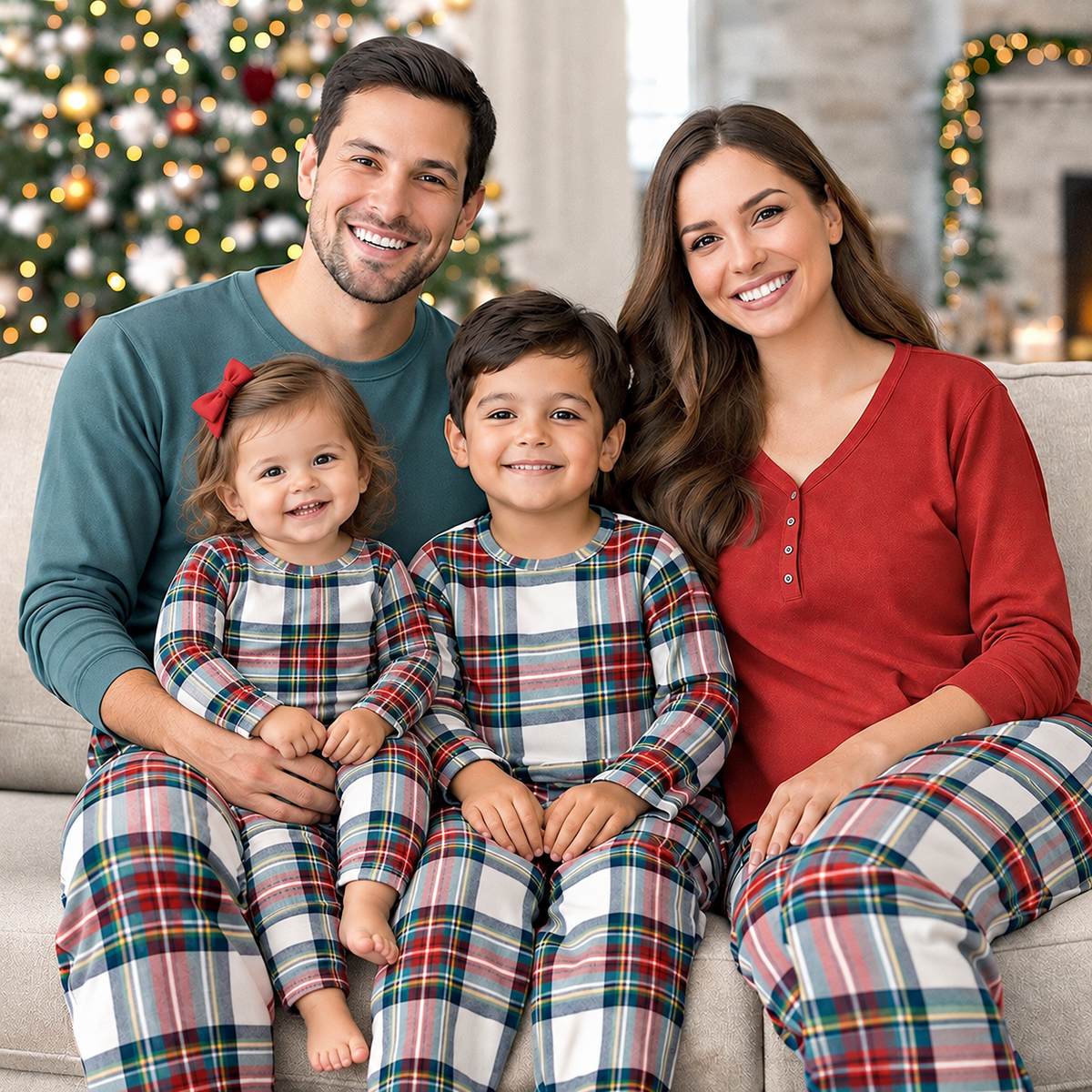 Christmas Plaid Family Matching Soft Bamboo Pajamas