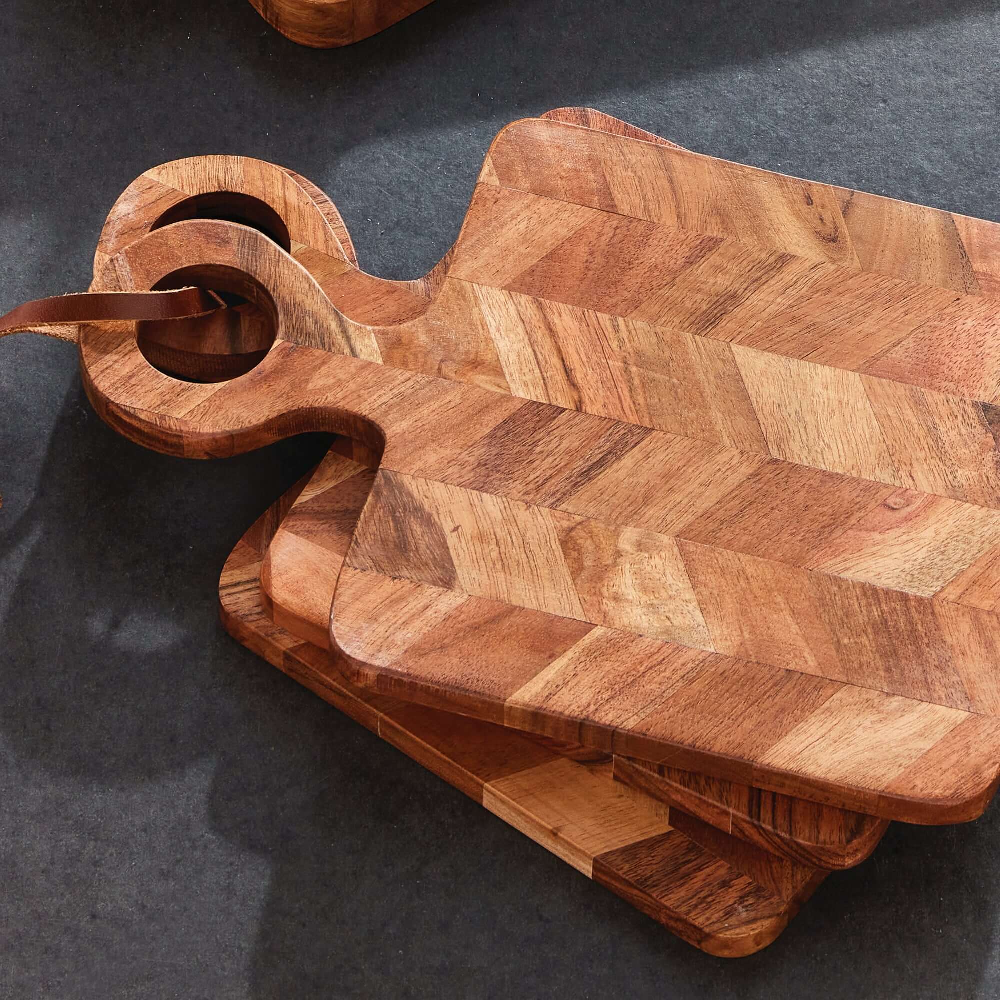 Chevron Acacia Wood Mini Serving Boards (Set of 4)