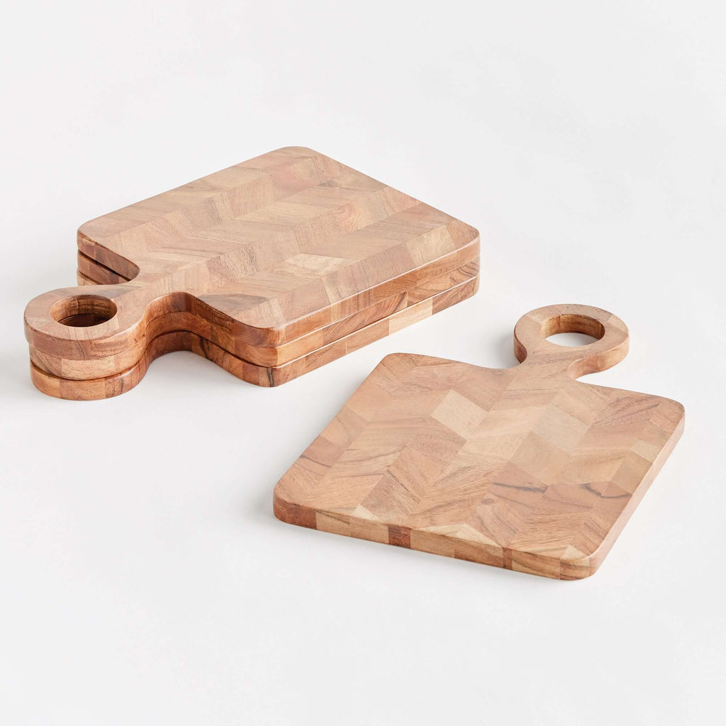 Chevron Acacia Wood Mini Serving Boards (Set of 4)