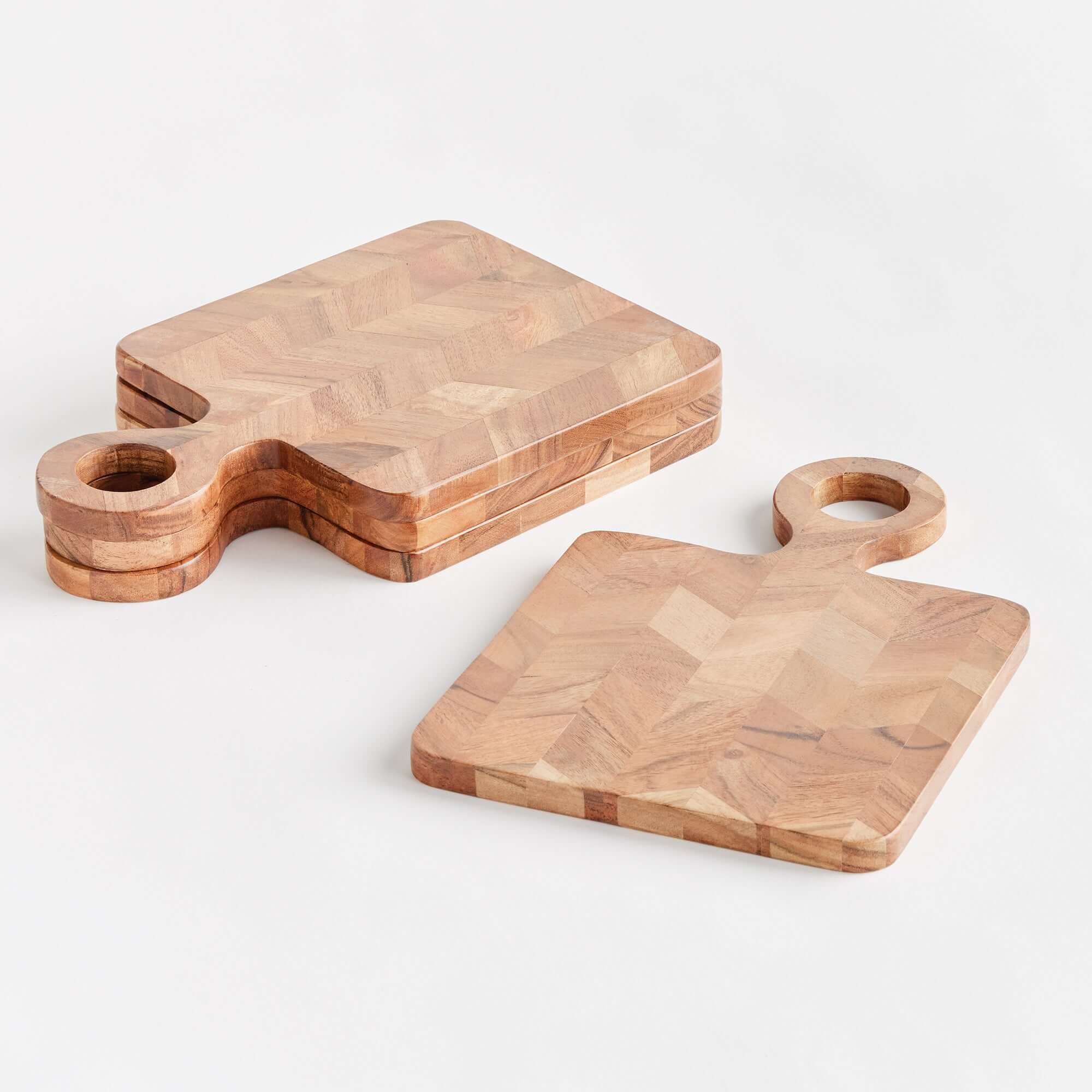 Chevron Acacia Wood Mini Serving Boards (Set of 4)