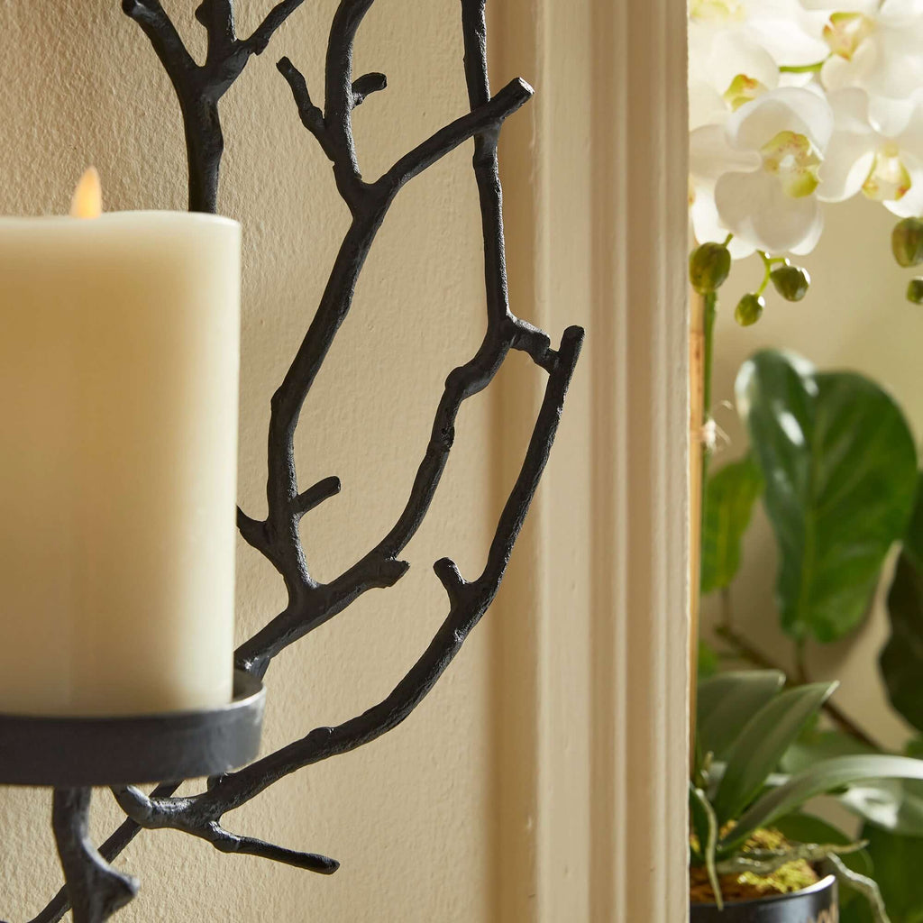 Circular Black Branch Wall Candle Holder