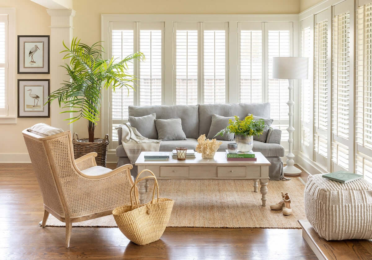Coastal White Floor Lamp with Linen Shade