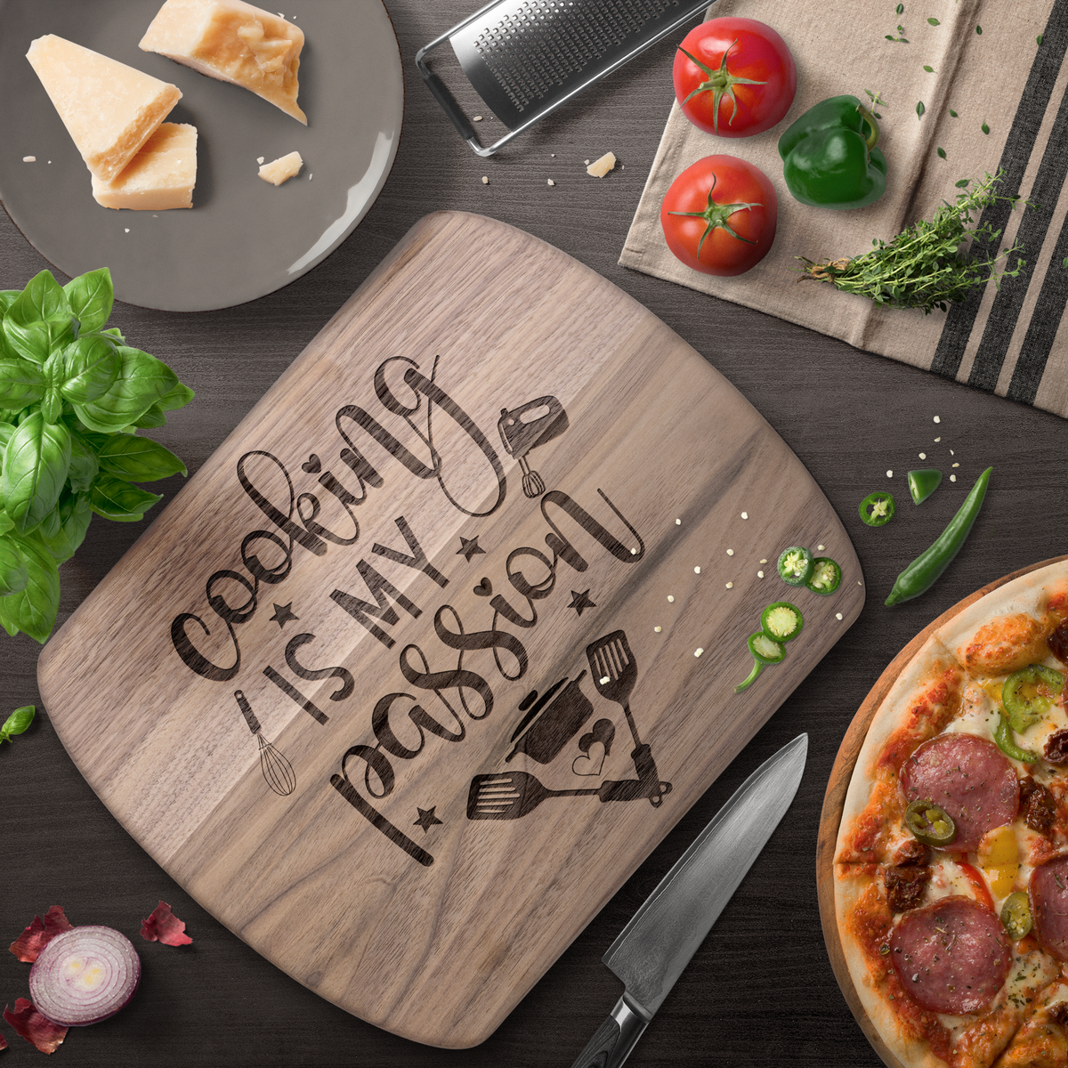 Cooking is My Passion Hardwood Cutting Board