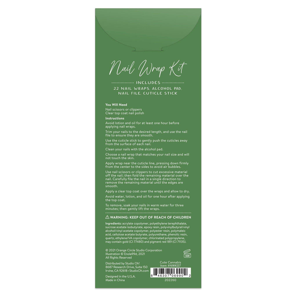 Cute Cannabis Nail Wrap Kit | Nail Care Arts Tools Accessories | On-the-go Travel Kit