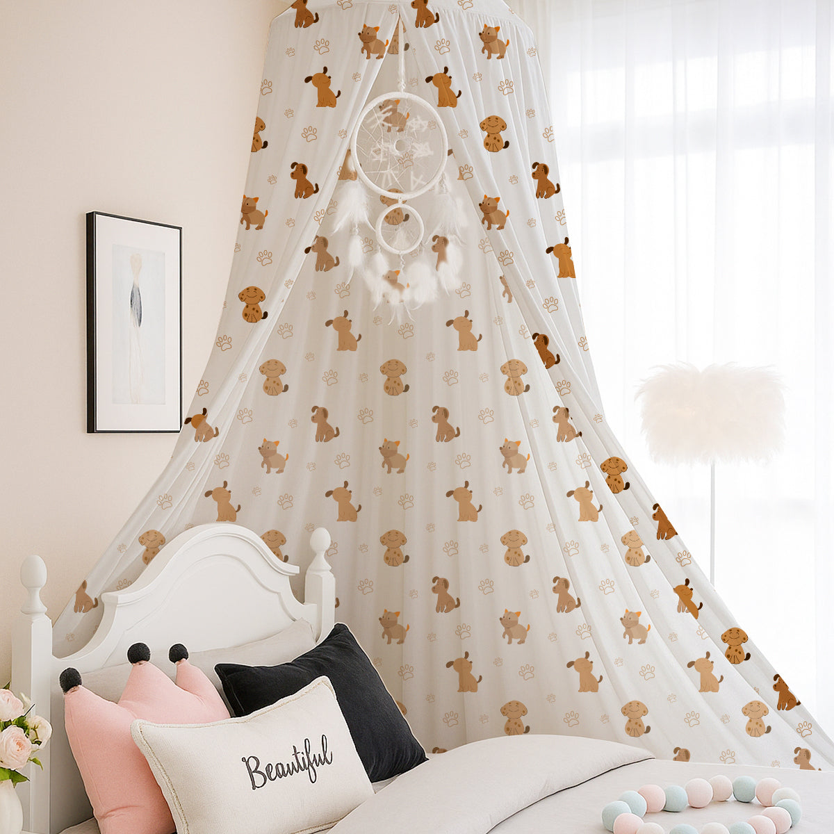 Cute Dog Paw Printed Canopy