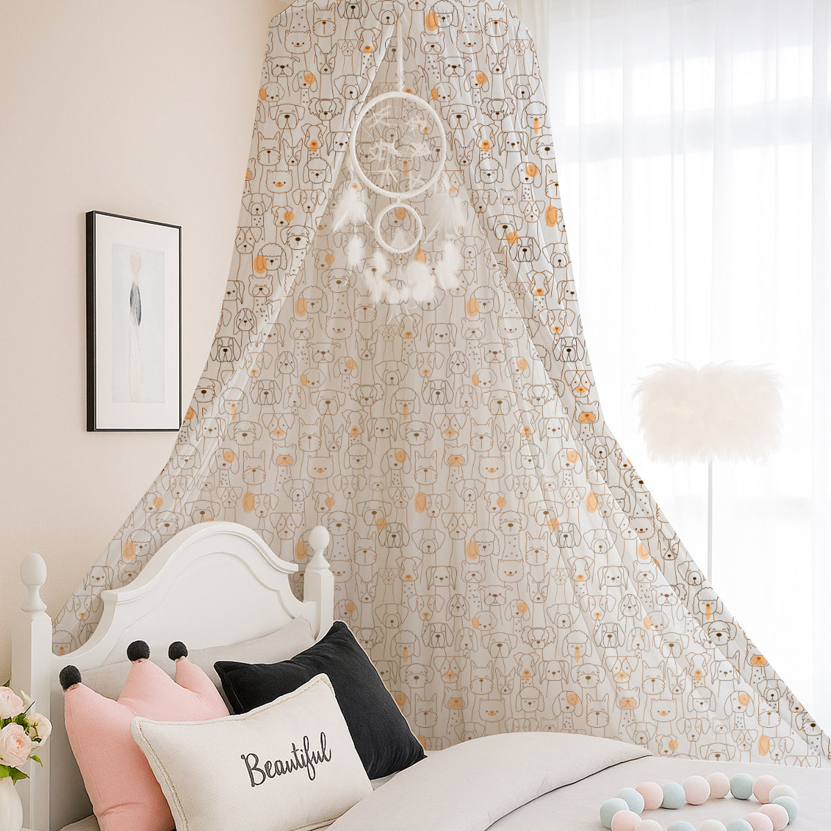 Cute Dogs Printed Canopy