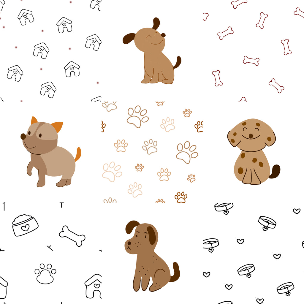 Cute Dogs Paw Bones Printed Canopy
