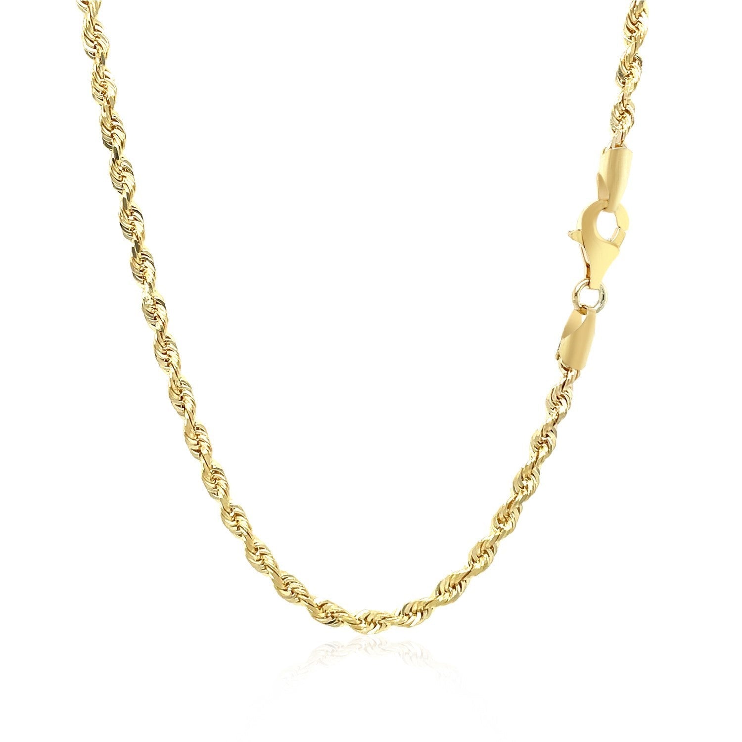 2.75mm 10k Yellow Gold Solid Diamond Cut Rope Chain