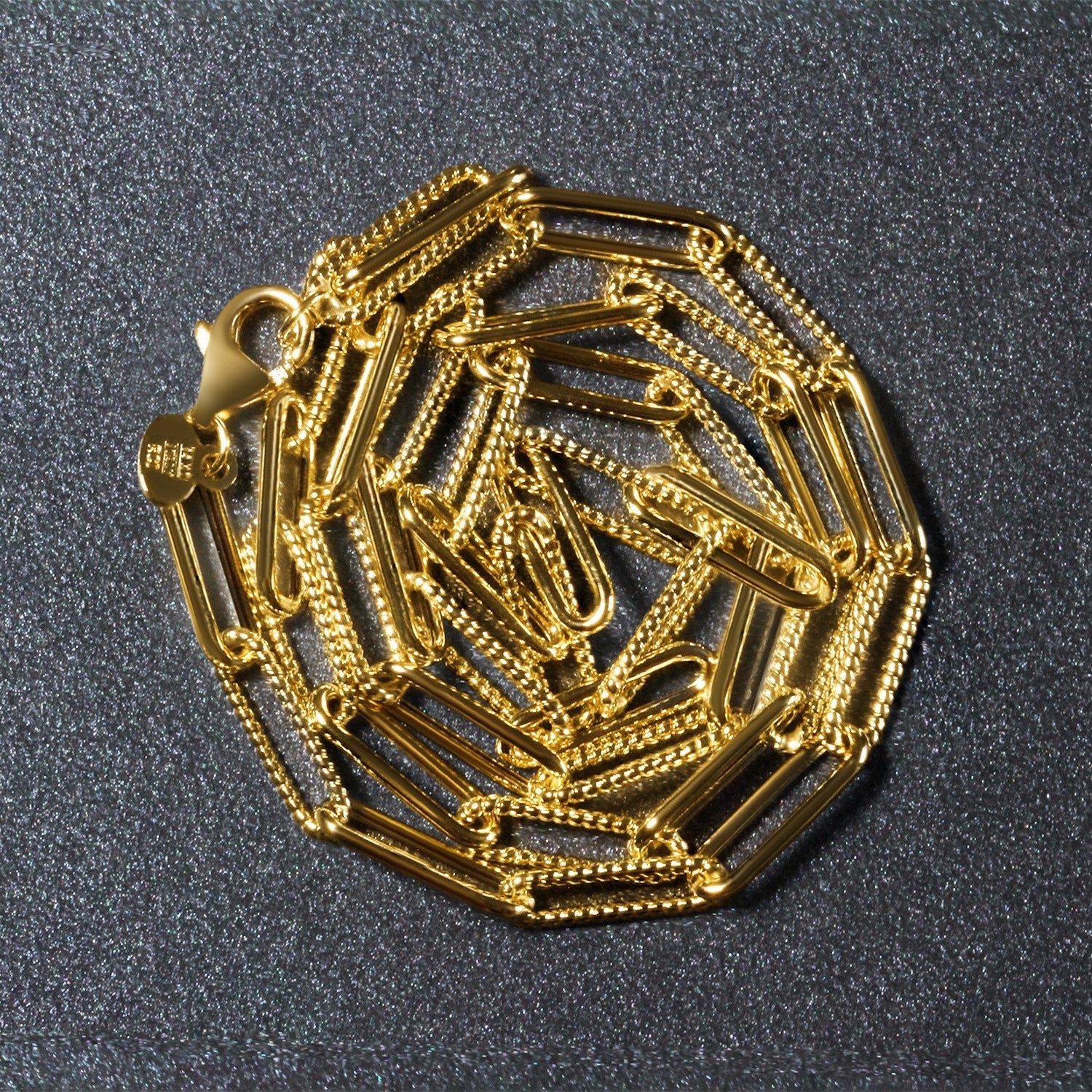 14k Yellow Gold Textured Paperclip Chain (3.5mm)