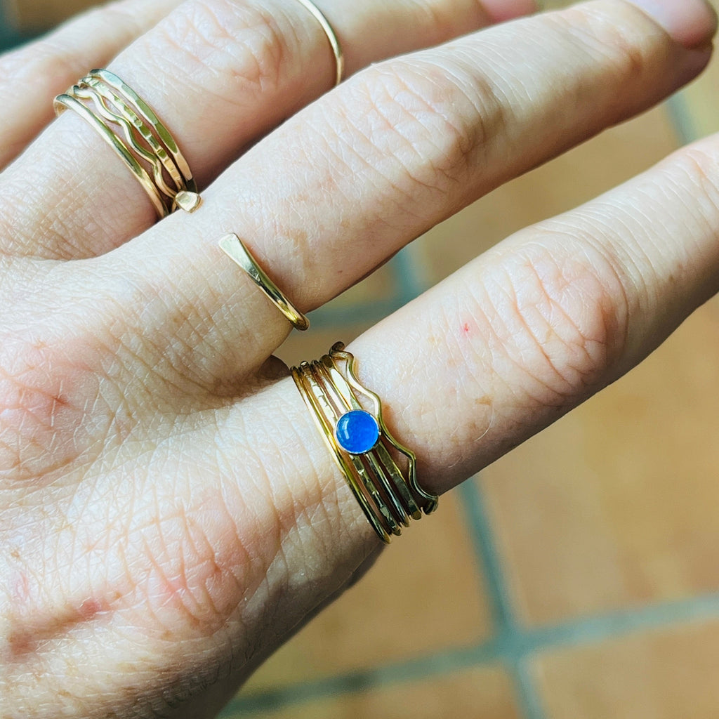 14k gold-fill or sterling silver SMALL GEM STACK RING SET