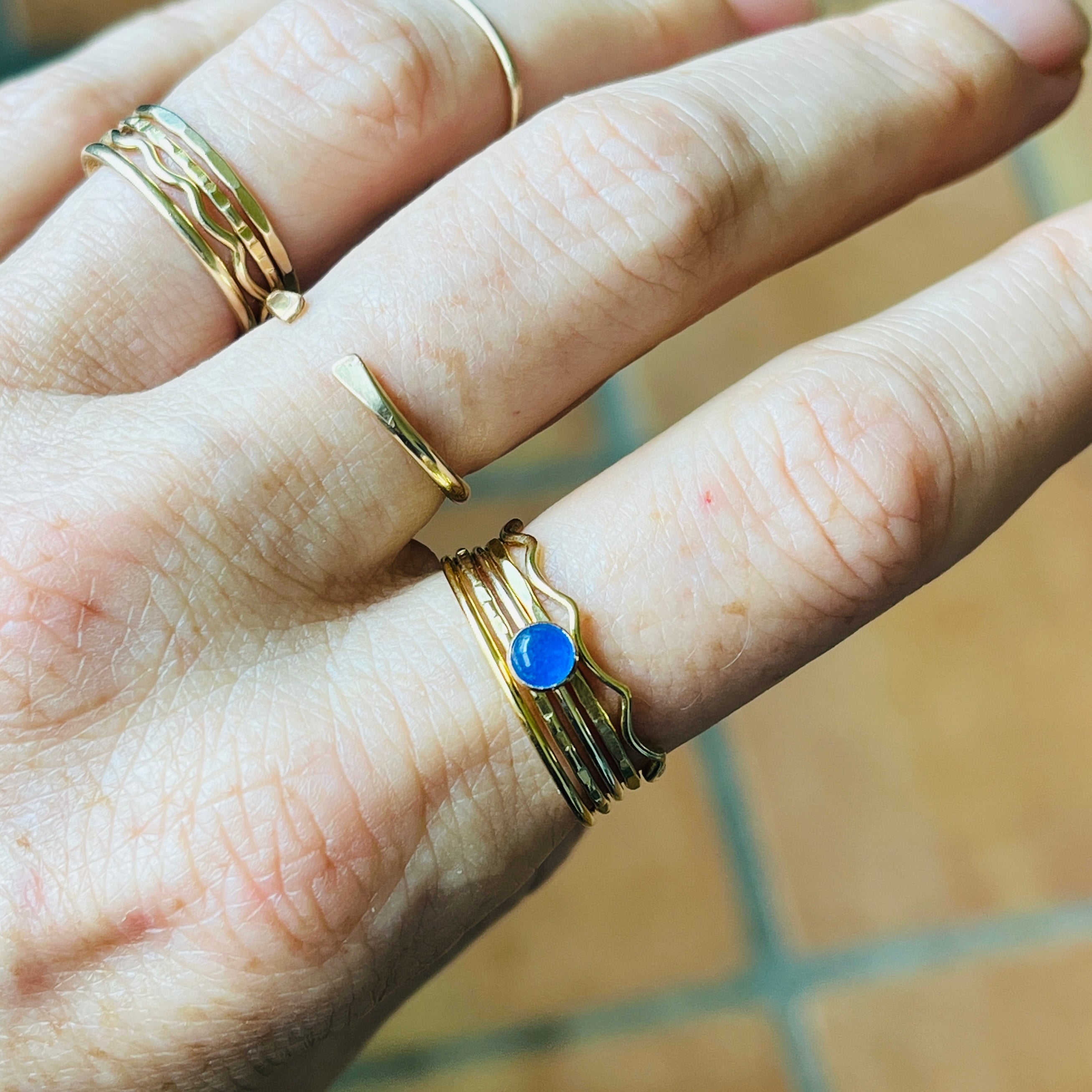 14k gold-fill or sterling silver SMALL GEM STACK RING SET
