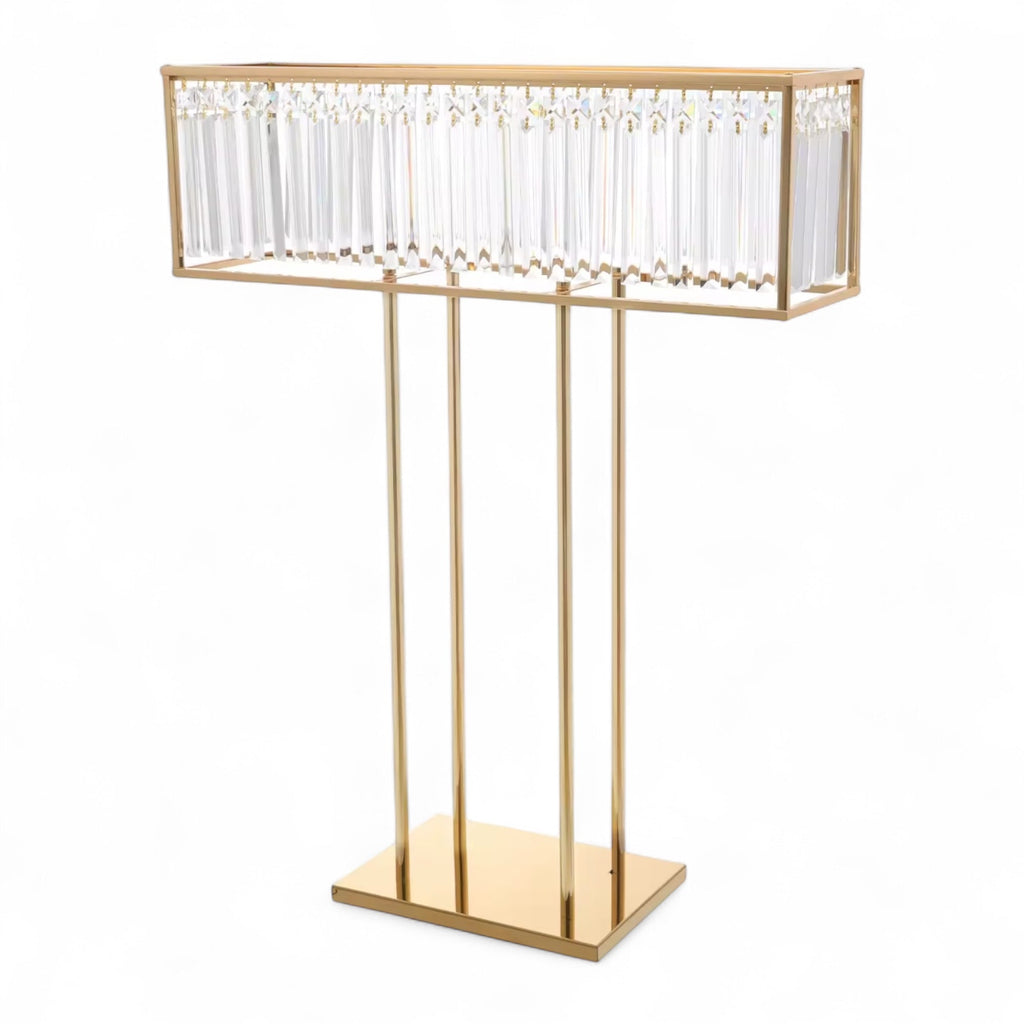 Minara Long Table Centerpiece - Gold Crystal Wedding Decor