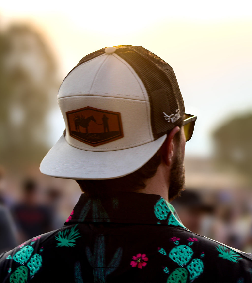 Khaki “Packout” Trucker Hat – Hand-Drawn Original Logo | Western Hunting Hat | Westrek