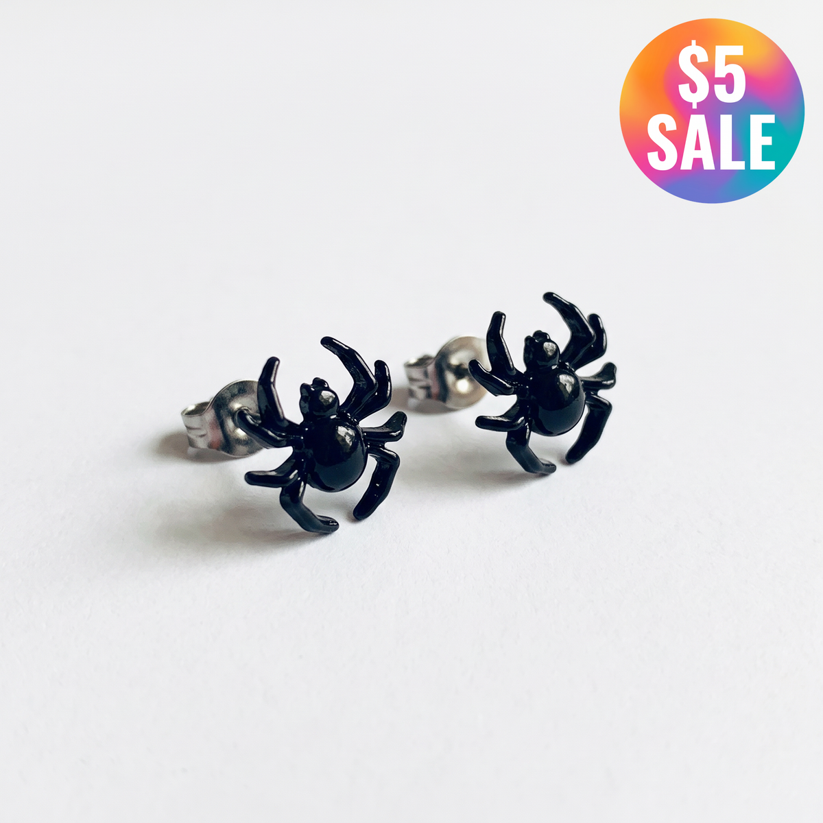DEAL OF THE DAY: Too Cute to Spook Spider Earrings | Black Studs for Halloween, Spooky, Goth