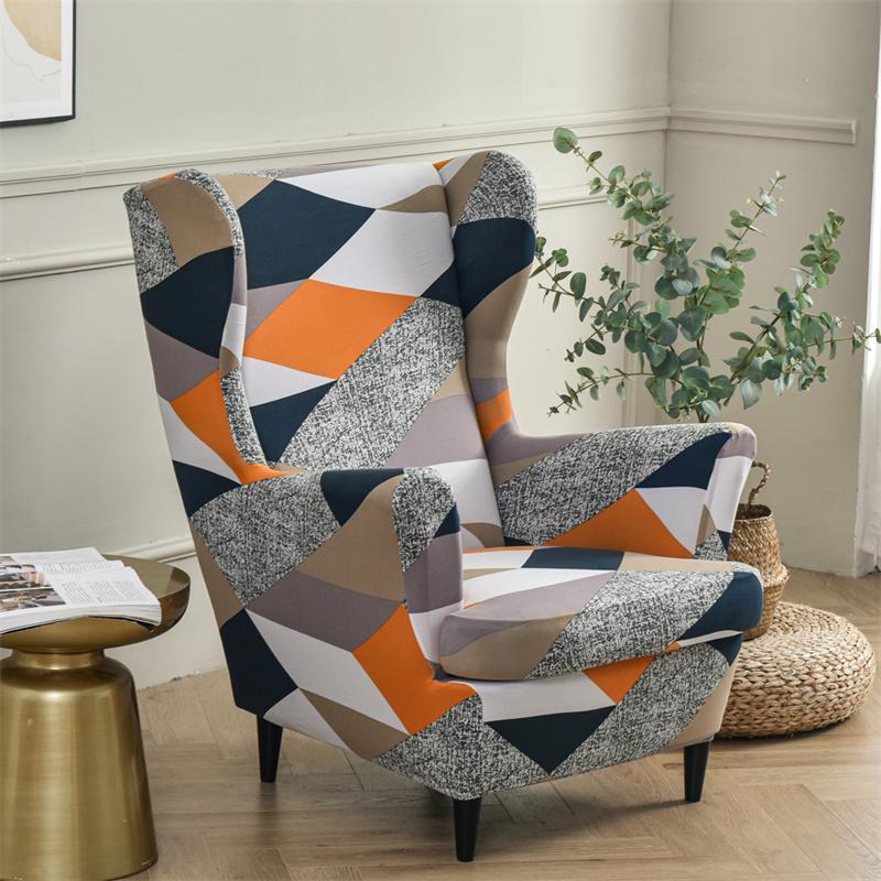 Stretch Spandex Nordic Floral Removable Wing Chair Cover, Relaxing Seat Covers Slipcovers for Armchairs