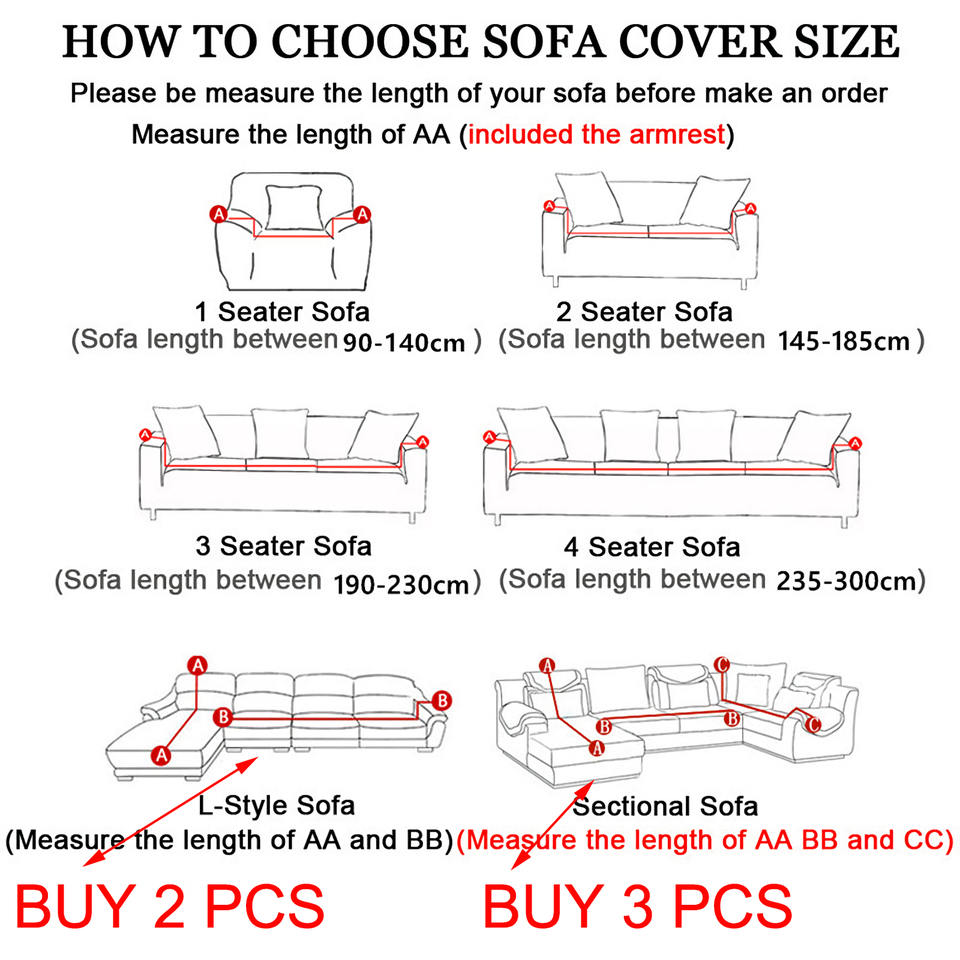 Stretchable Thick Velvet Sofa Cover for L Shaped Corner Sofa in Living Room Fits 1/2/3/4 Seater Couches