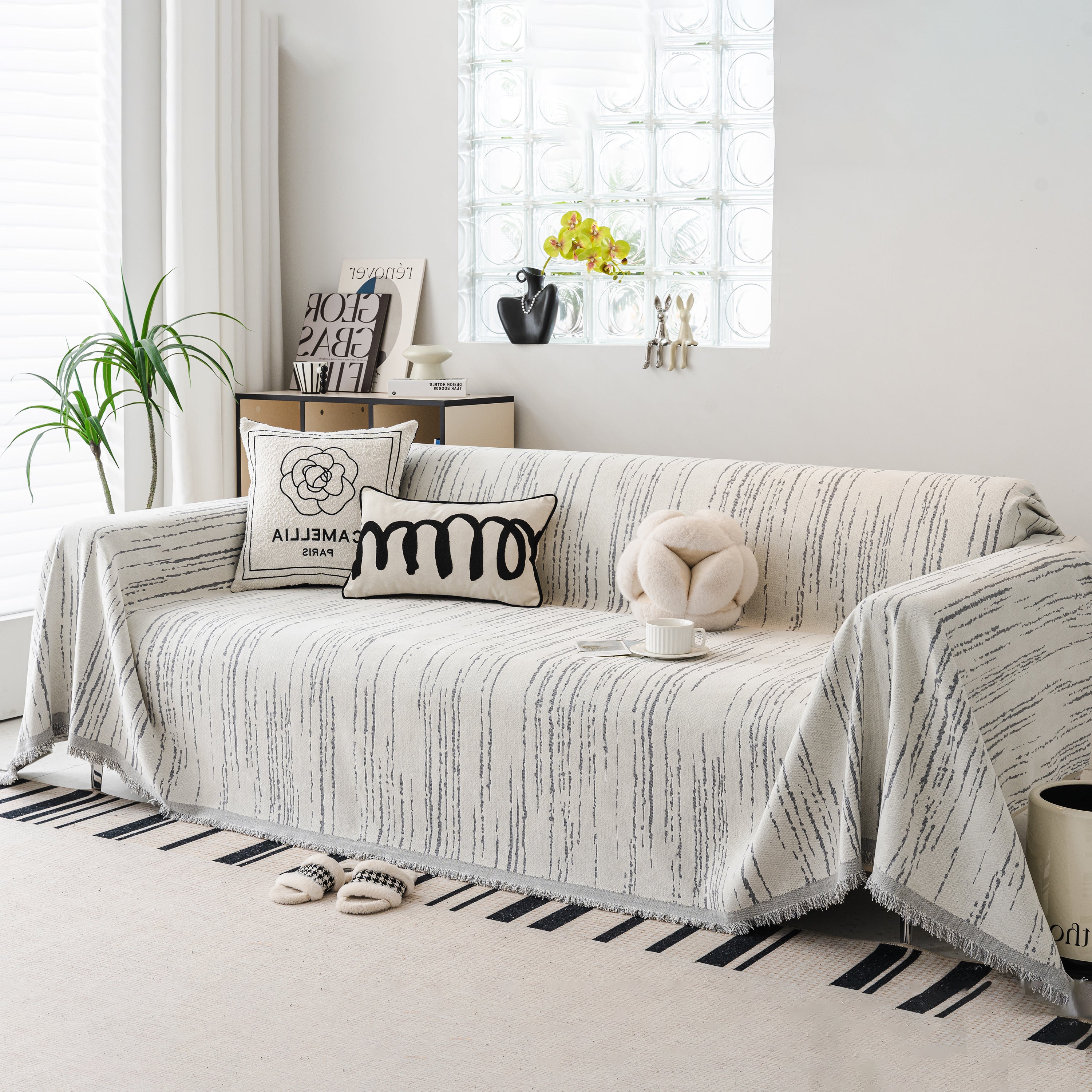 Slip Covers for Sofas, Sofa Throw Cover Soft Chenille Sofa Bed Cover, L Shaped Sectional Couch Covers