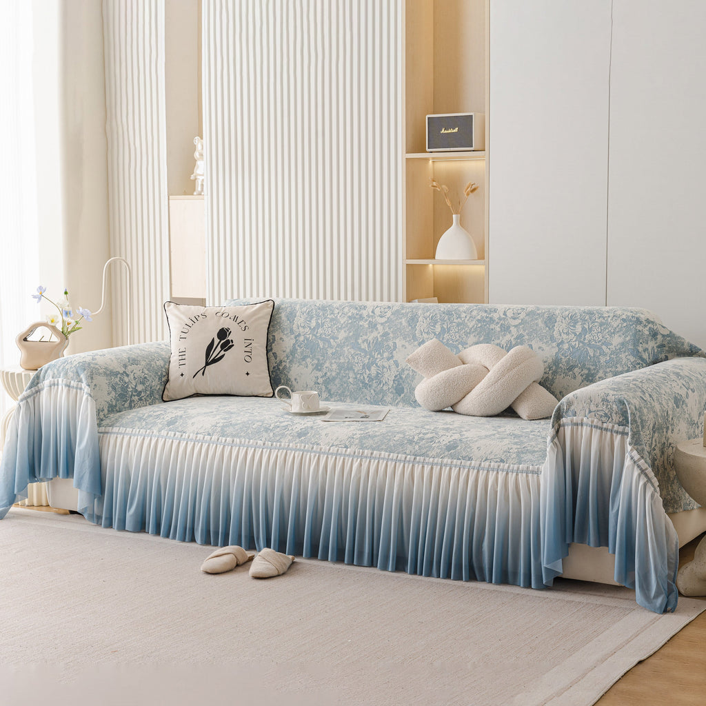 French Chic Style Ruffle Rose Cover Throw for Sofas, Decorative Sectional Covers