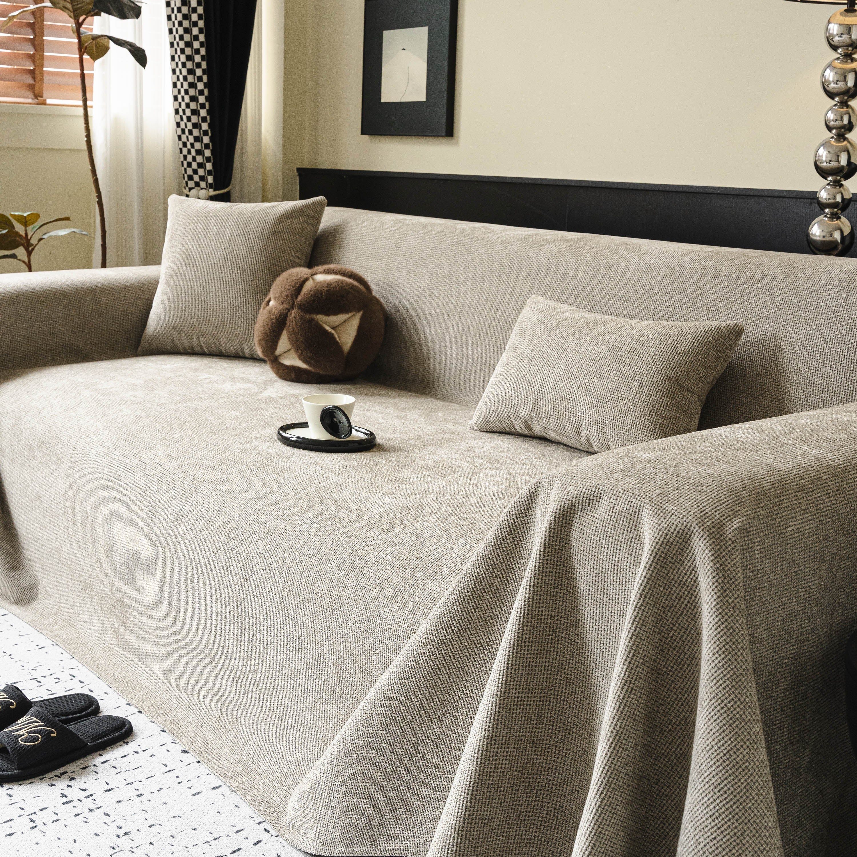 Chenille Sofa Cover Throw, Non-Slip, Water-Resistant, Pet-Friendly Couch Protector