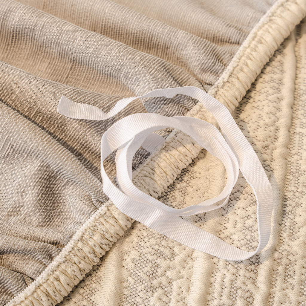 Ribbed Washable Sofa Cover, High Stretch Striped Couch Slipcover with Tie Straps
