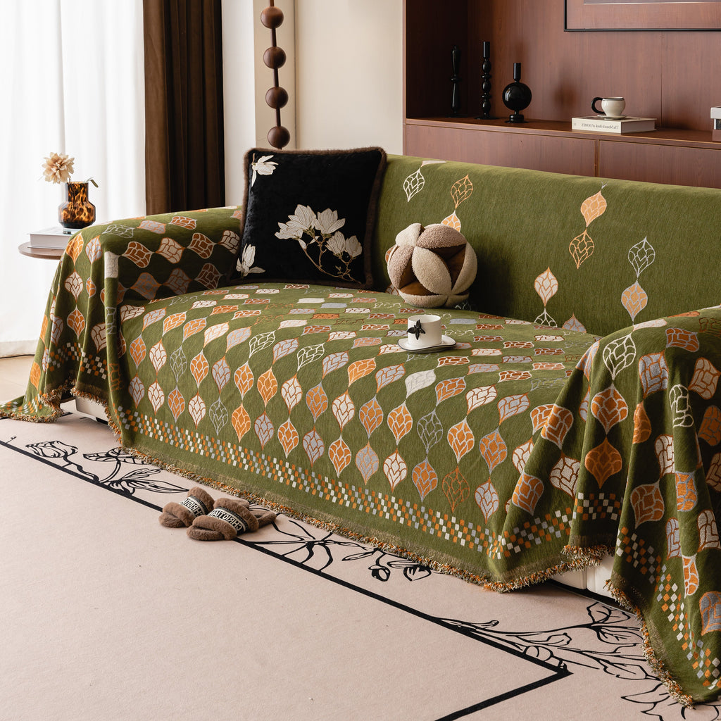 Boho Geometric Sofa Slipcovers Chenille Scratch Resistant Couch Protective Covers