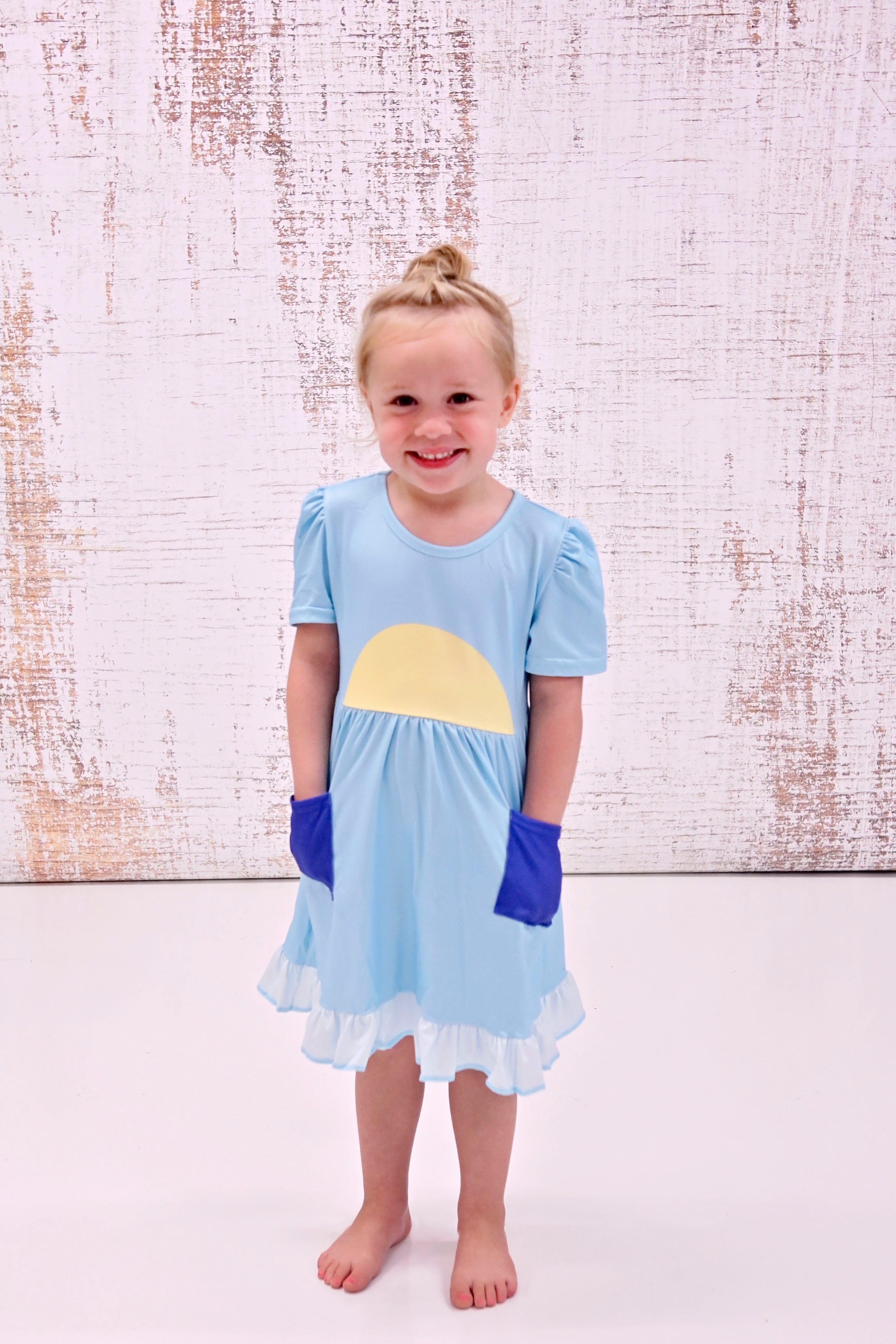 Blue Dog Milk Silk Ruffle Dress
