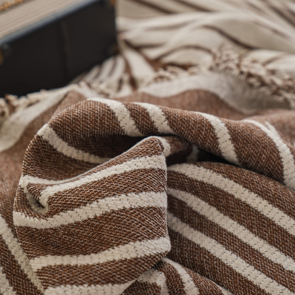 Chenille Striped Sofa Throw Blanket, Furniture Throw Covers Living Room Couch Cover
