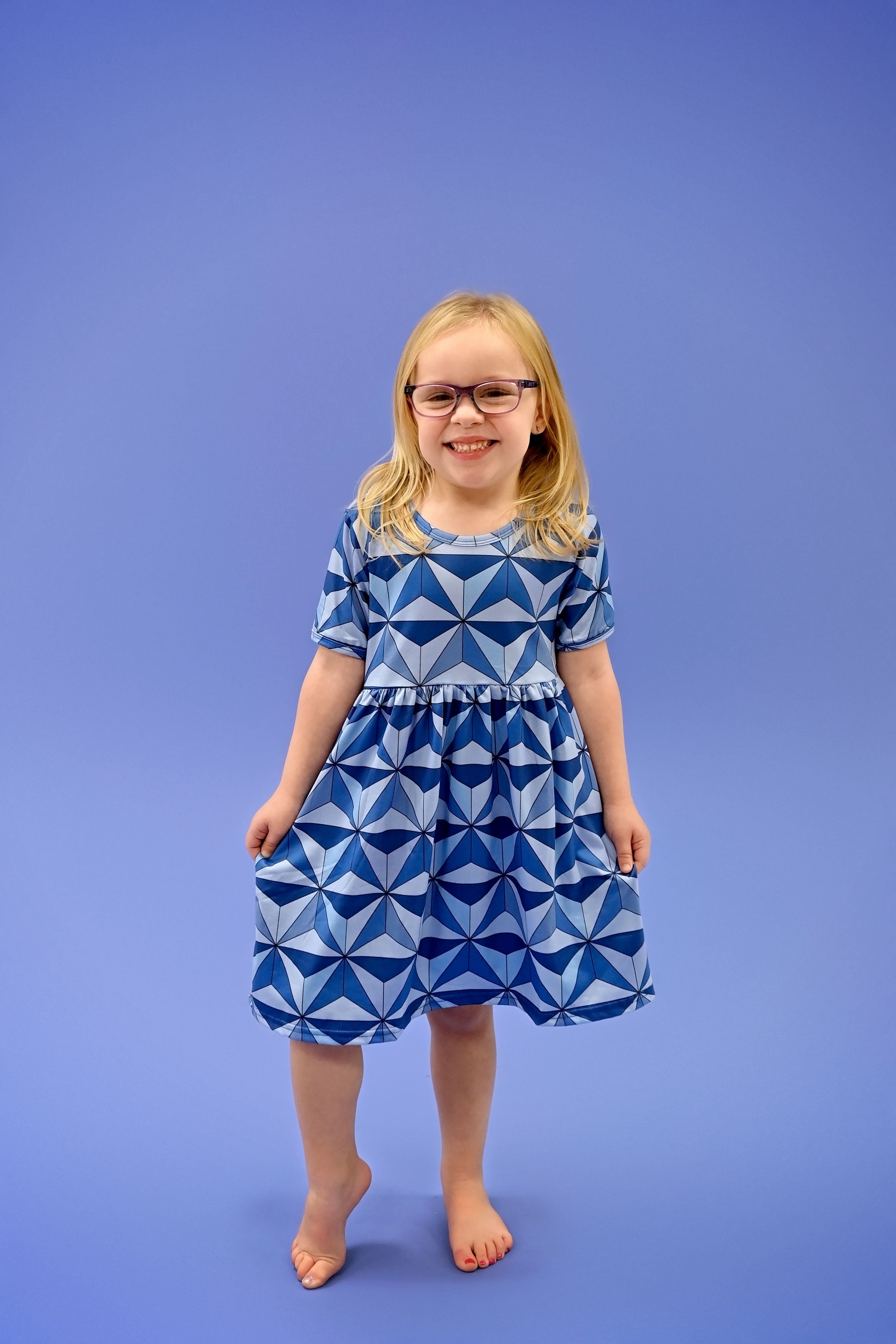 Space Ship Ball Short Sleeve Milk Silk Dress