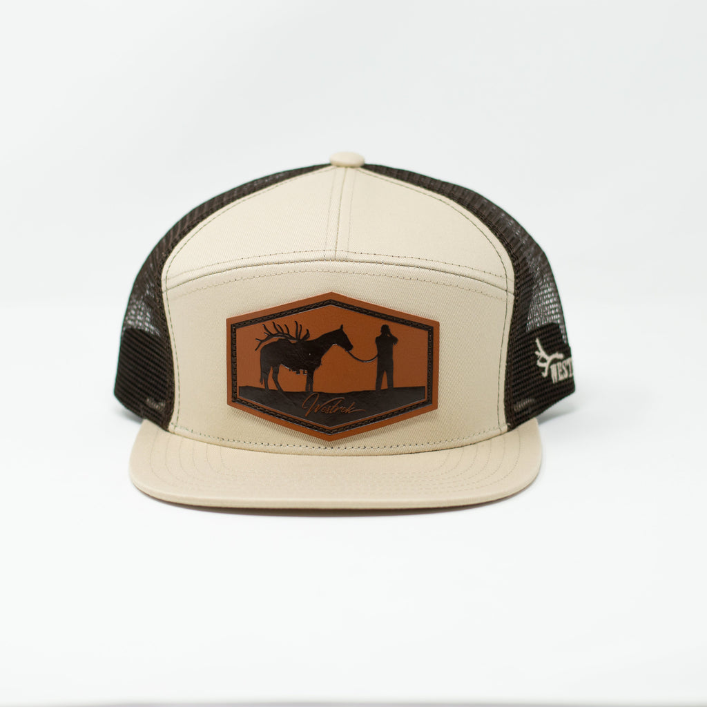 Khaki “Packout” Trucker Hat – Hand-Drawn Original Logo | Western Hunting Hat | Westrek