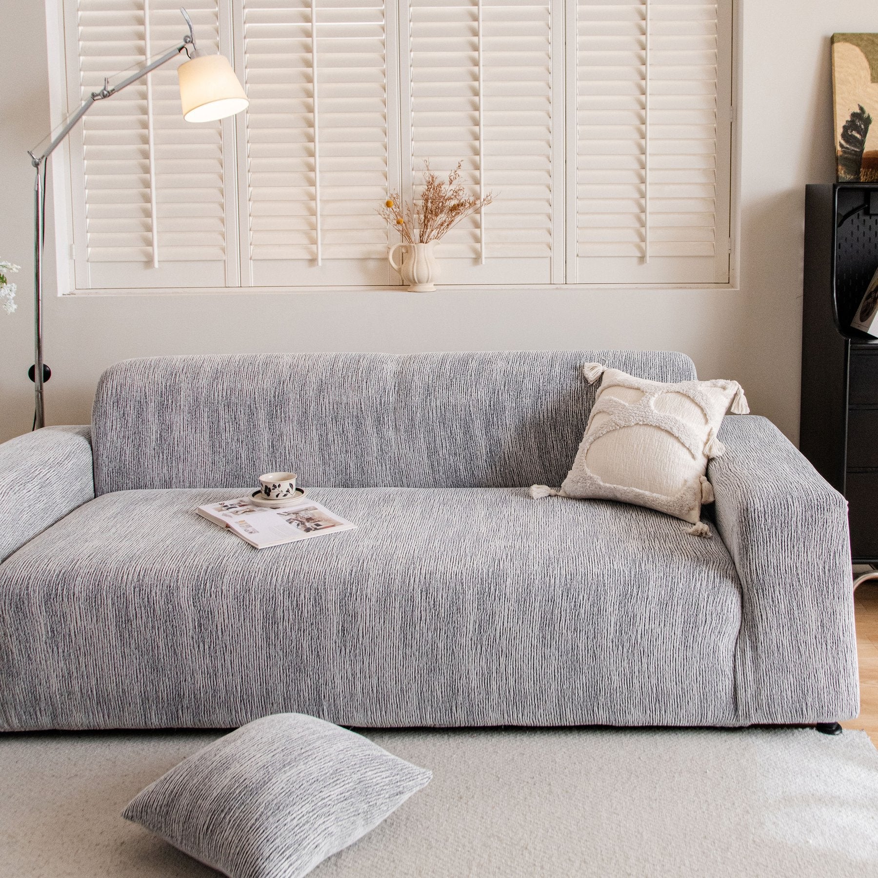Spandex Jacquard Sofa Cover, High Stretch Crinkle Textured Couch Slipcover KAS Washable
