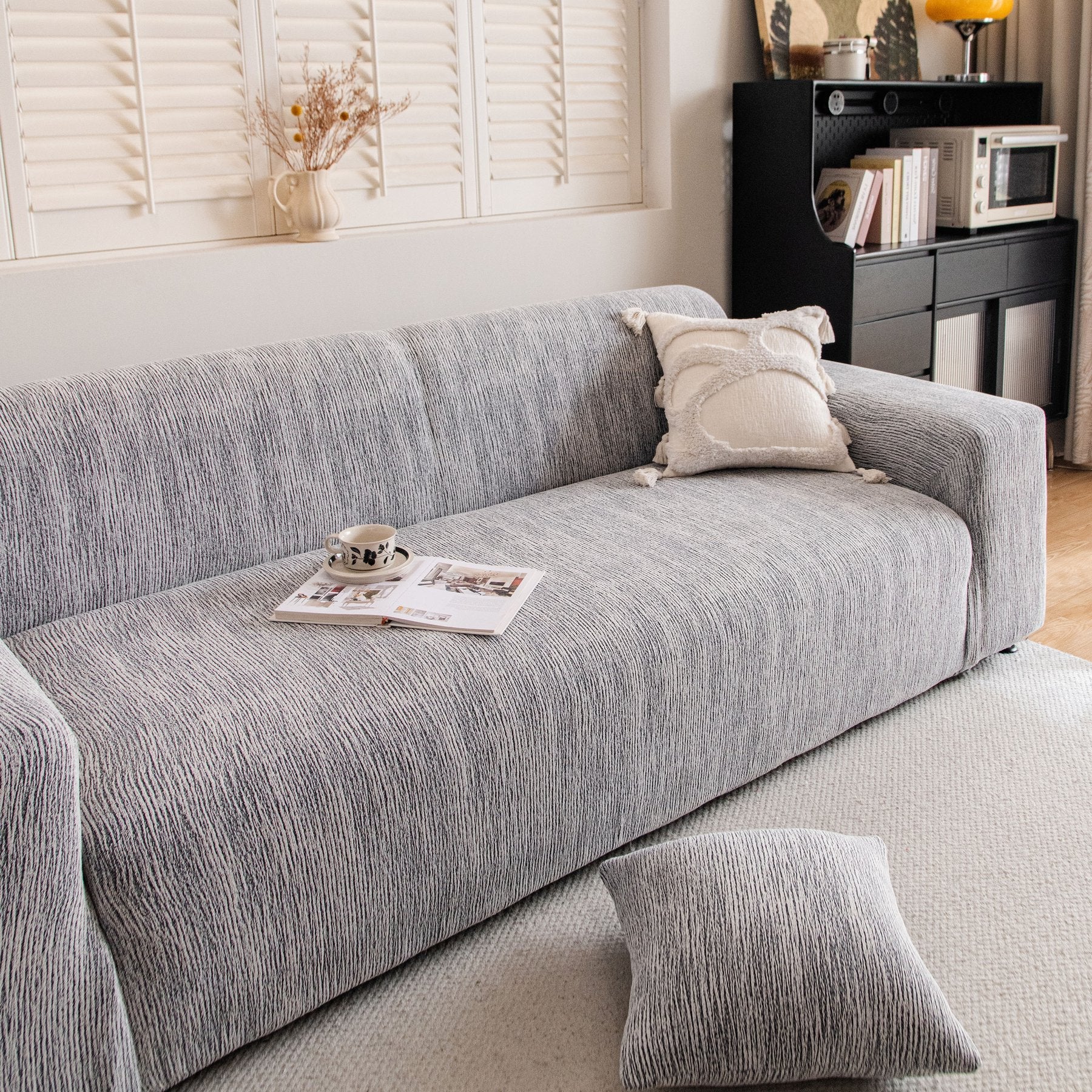 Spandex Jacquard Sofa Cover, High Stretch Crinkle Textured Couch Slipcover KAS Washable
