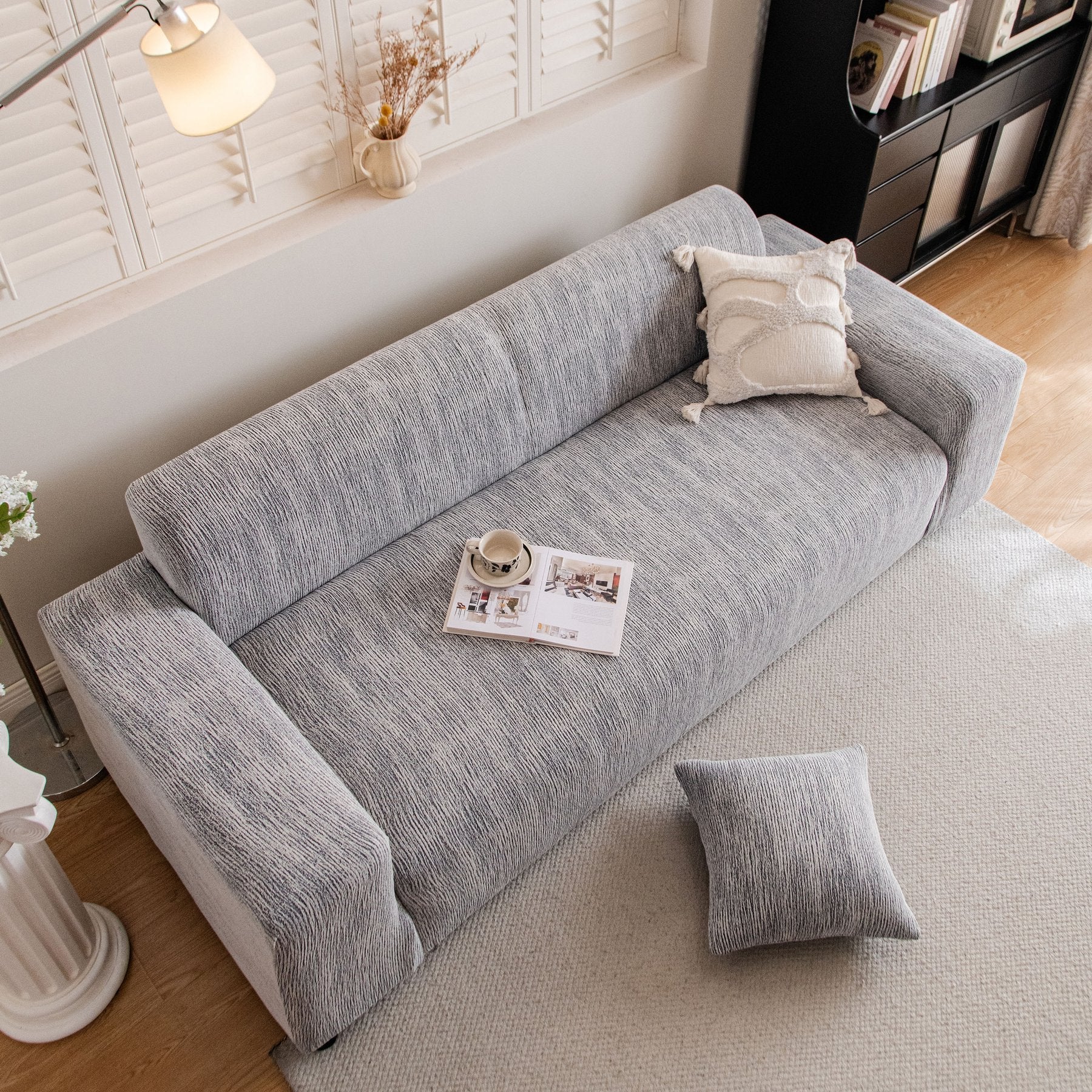 Spandex Jacquard Sofa Cover, High Stretch Crinkle Textured Couch Slipcover KAS Washable