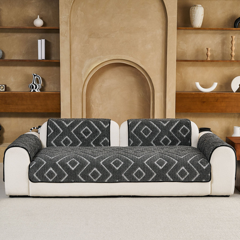 Thick Sherpa Sofa Protector Cover, Warm Plush Couch Cover for Seat, Backrest & Armrest