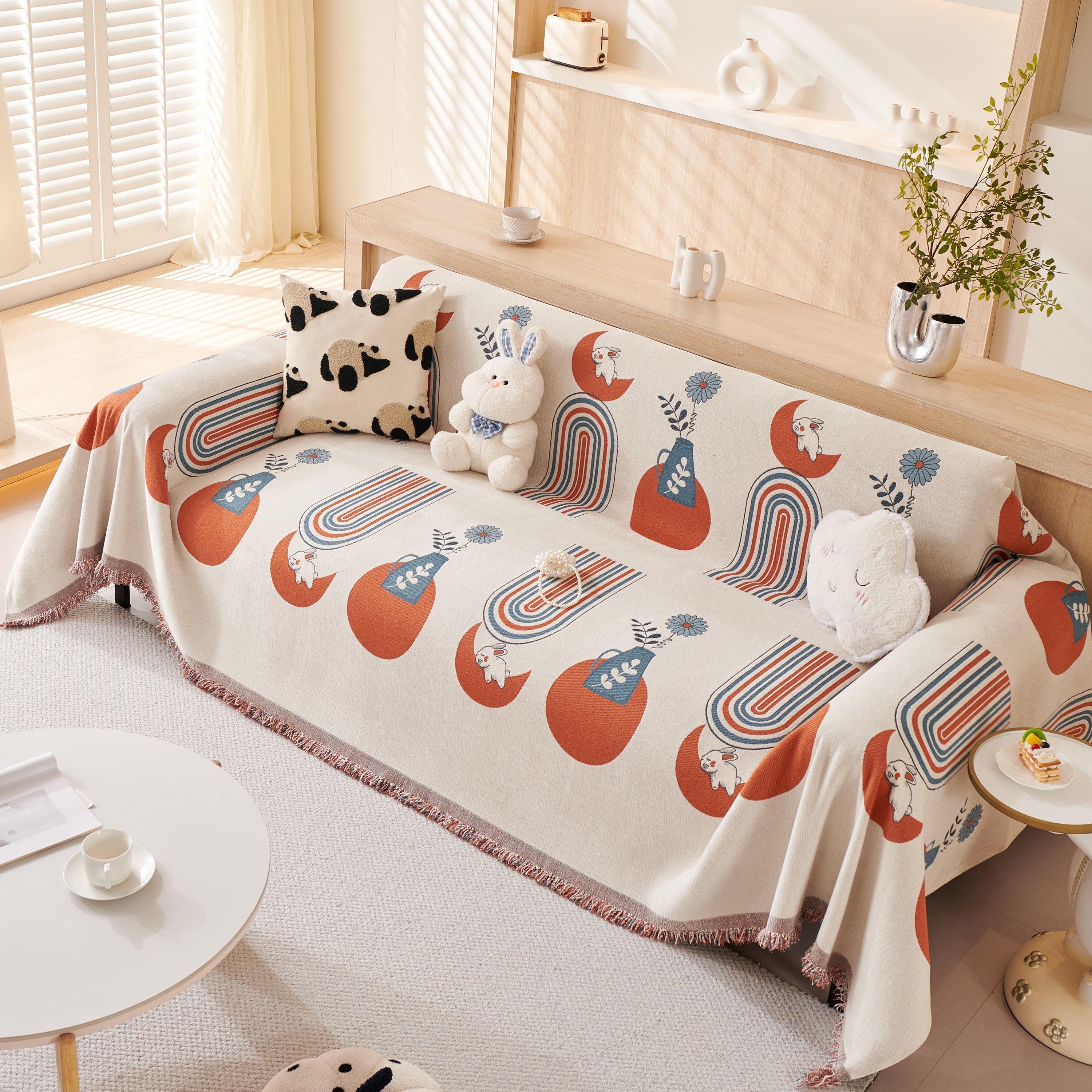 Decorative Throw Blankets for Couch Reversible Chenille Furniture Throw Covers for Sectional Sofa