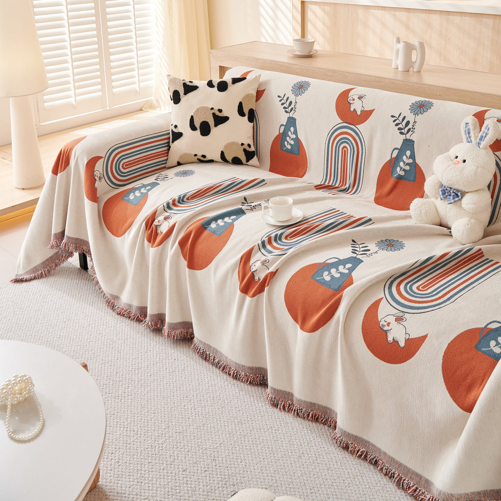 Decorative Throw Blankets for Couch Reversible Chenille Furniture Throw Covers for Sectional Sofa