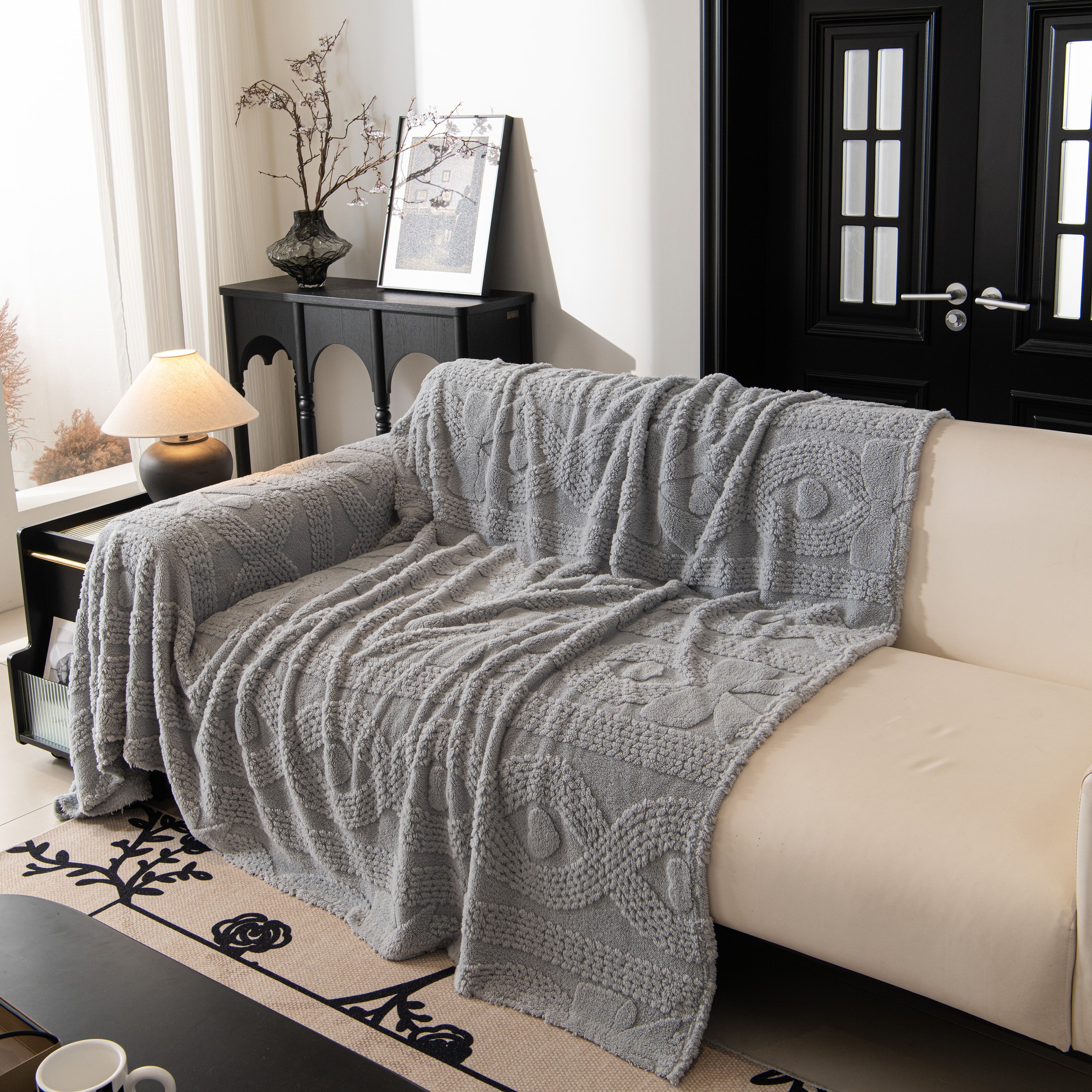 Soft Plush Fleece Throw Blanket for Couch Solid Cute Warm Couch Cover Blanket for Winter
