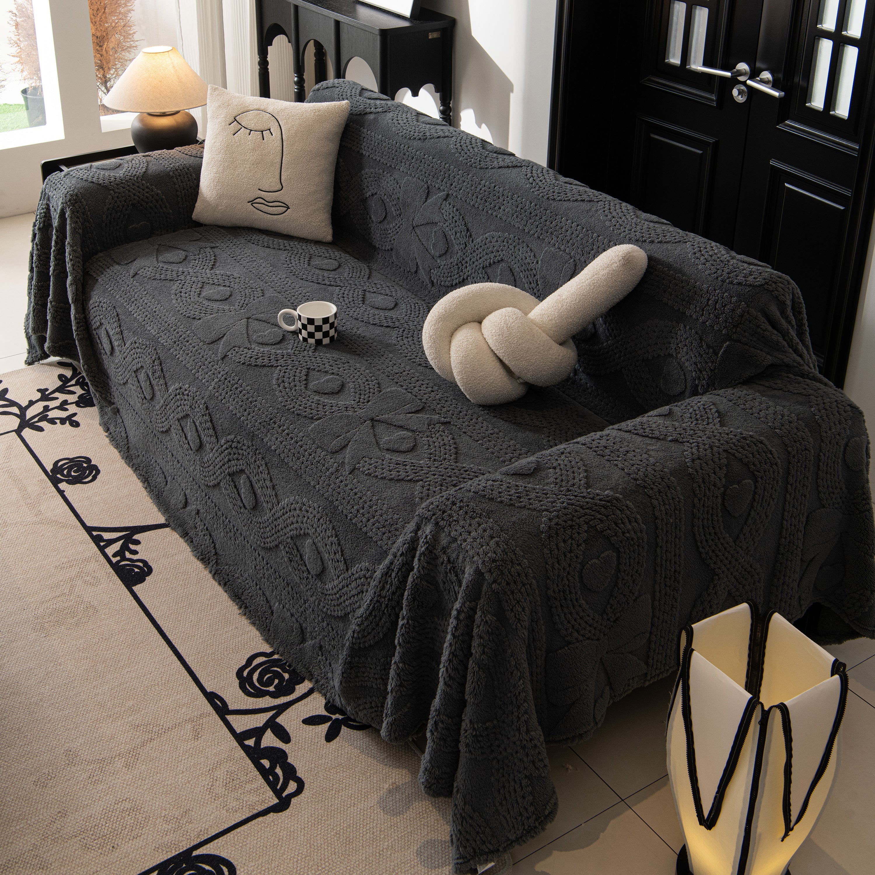 Soft Plush Fleece Throw Blanket for Couch Solid Cute Warm Couch Cover Blanket for Winter