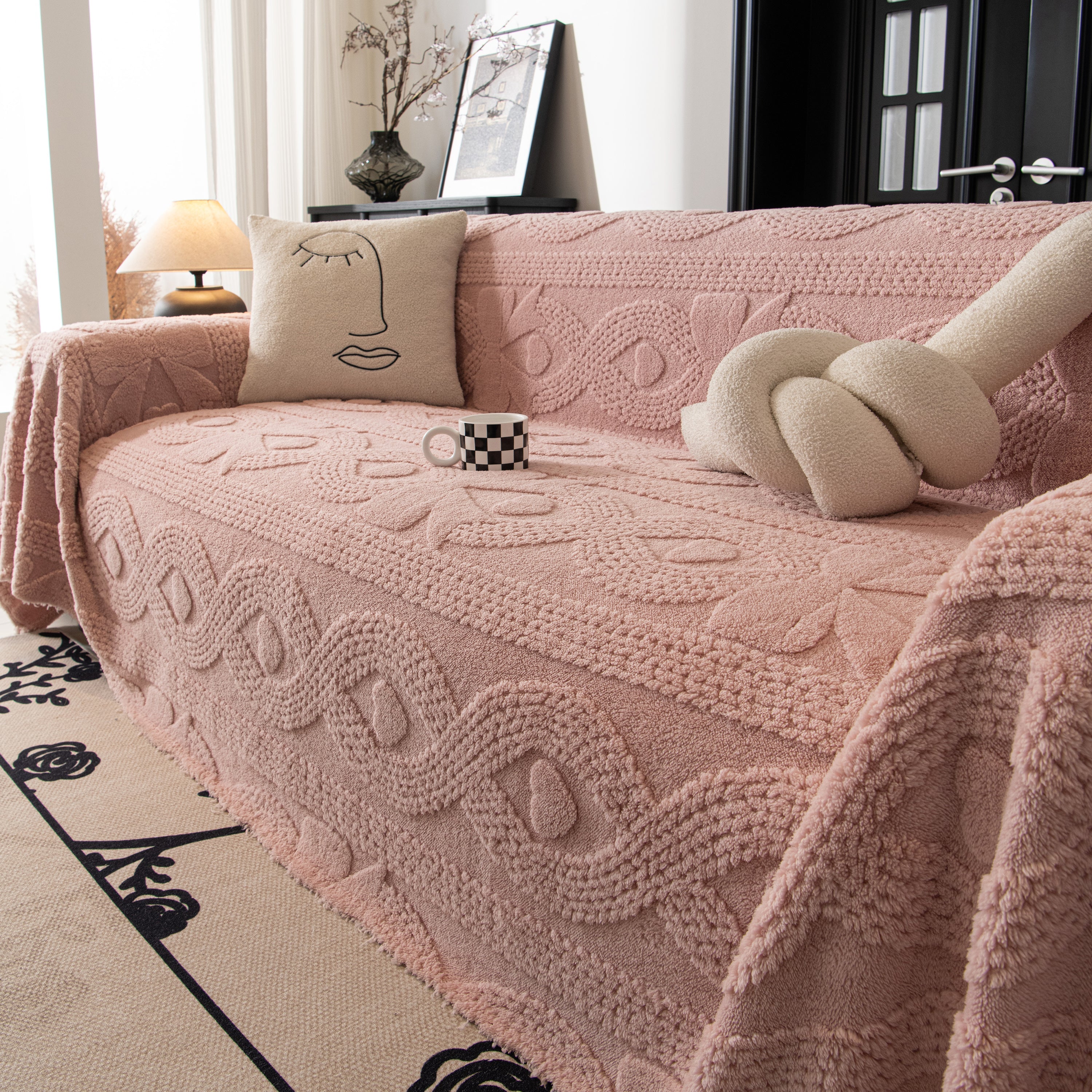 Soft Plush Fleece Throw Blanket for Couch Solid Cute Warm Couch Cover Blanket for Winter