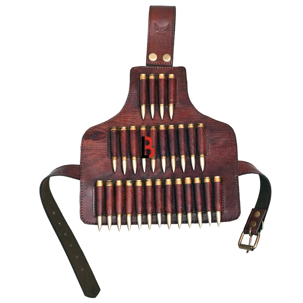 Cowhide Leather Leg Cartridge Belt Rifle Shell Hunting Ammo Holder