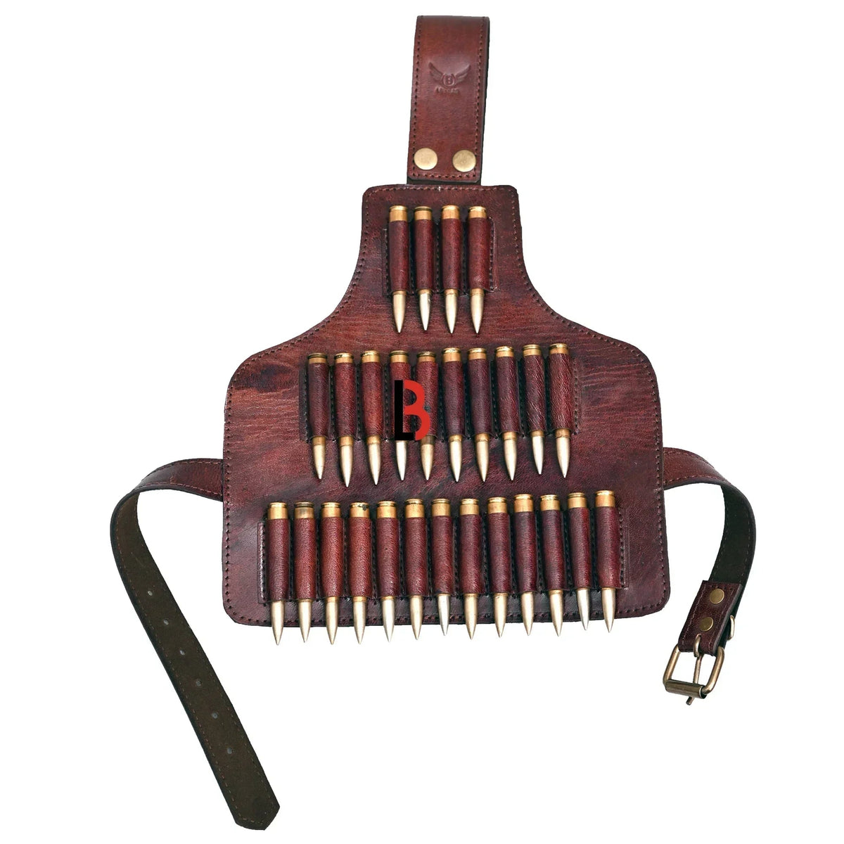 Cowhide Leather Leg Cartridge Belt Rifle Shell Hunting Ammo Holder