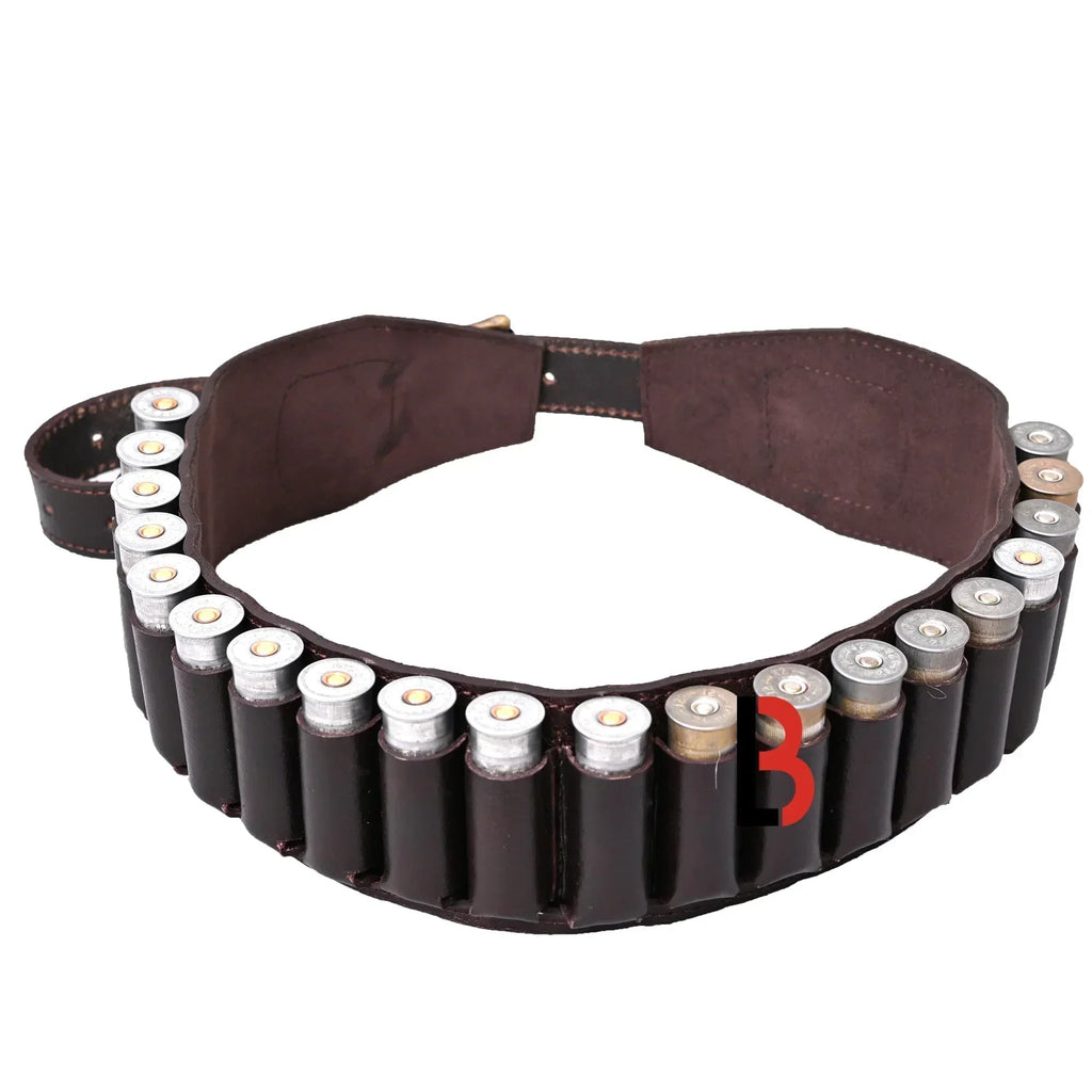 Cowhide Leather Shotshell Bandolier Belt 20-Shell Ammunition Carrier | Hunting Shell Holder