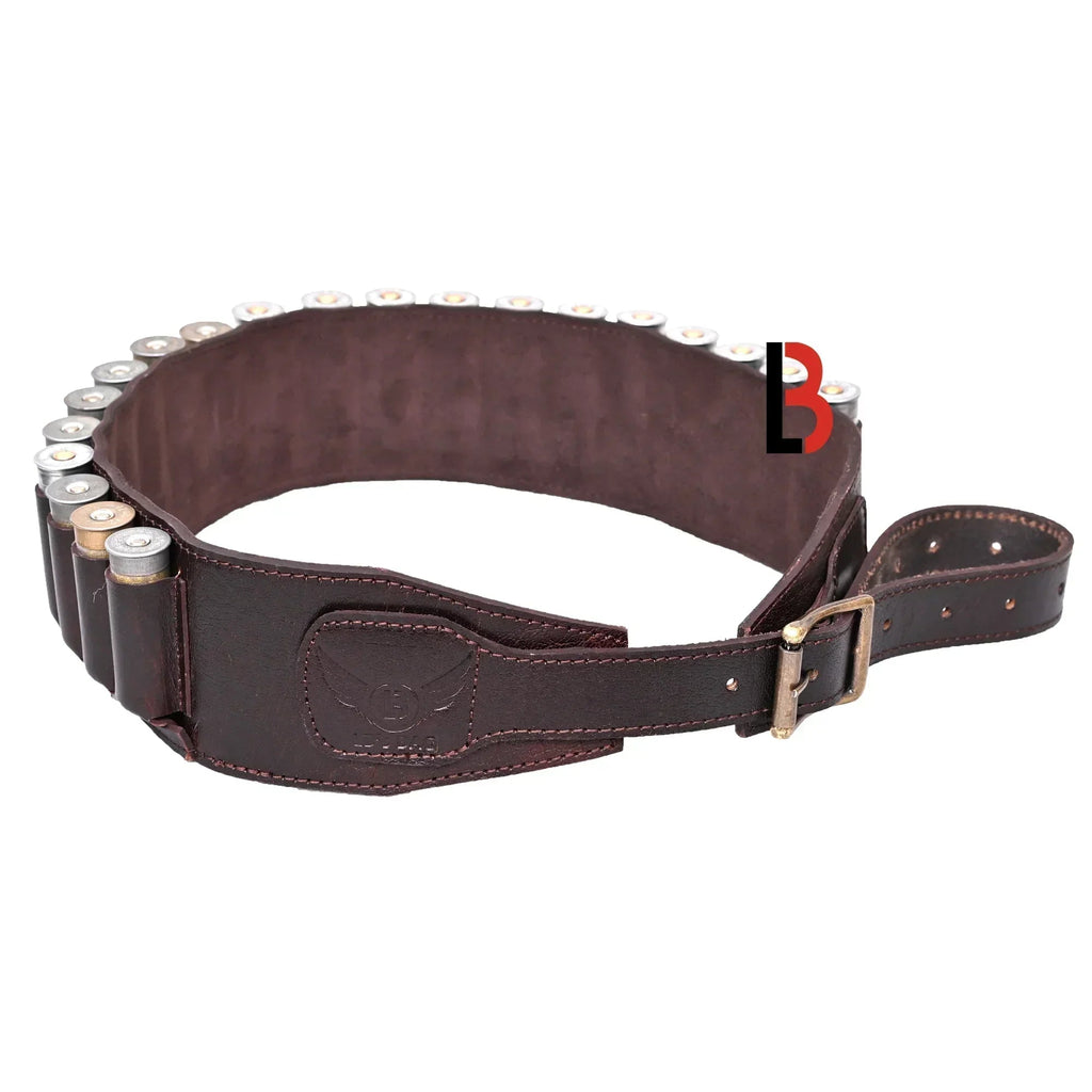 Cowhide Leather Shotshell Bandolier Belt 20-Shell Ammunition Carrier | Hunting Shell Holder