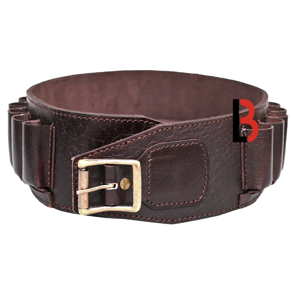 Cowhide Leather Shotshell Bandolier Belt 20-Shell Ammunition Carrier | Hunting Shell Holder