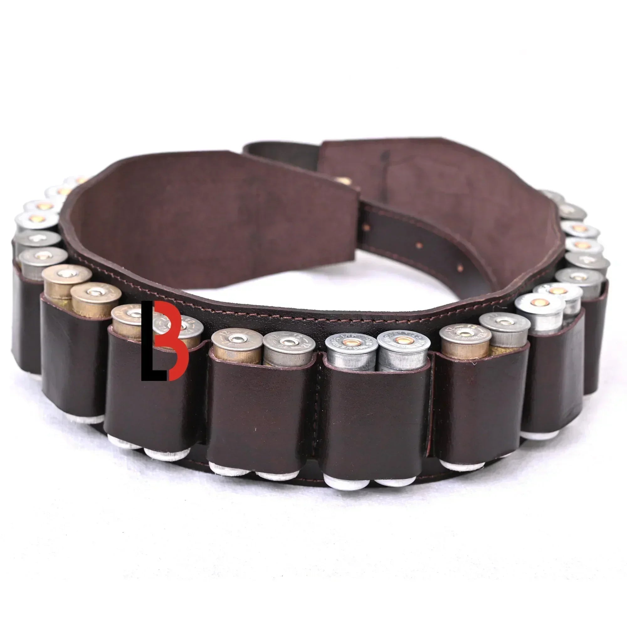 Double Barreled Shotgun Shell Bandolier Belt 12 Gauge Leather Ammunition Carrier