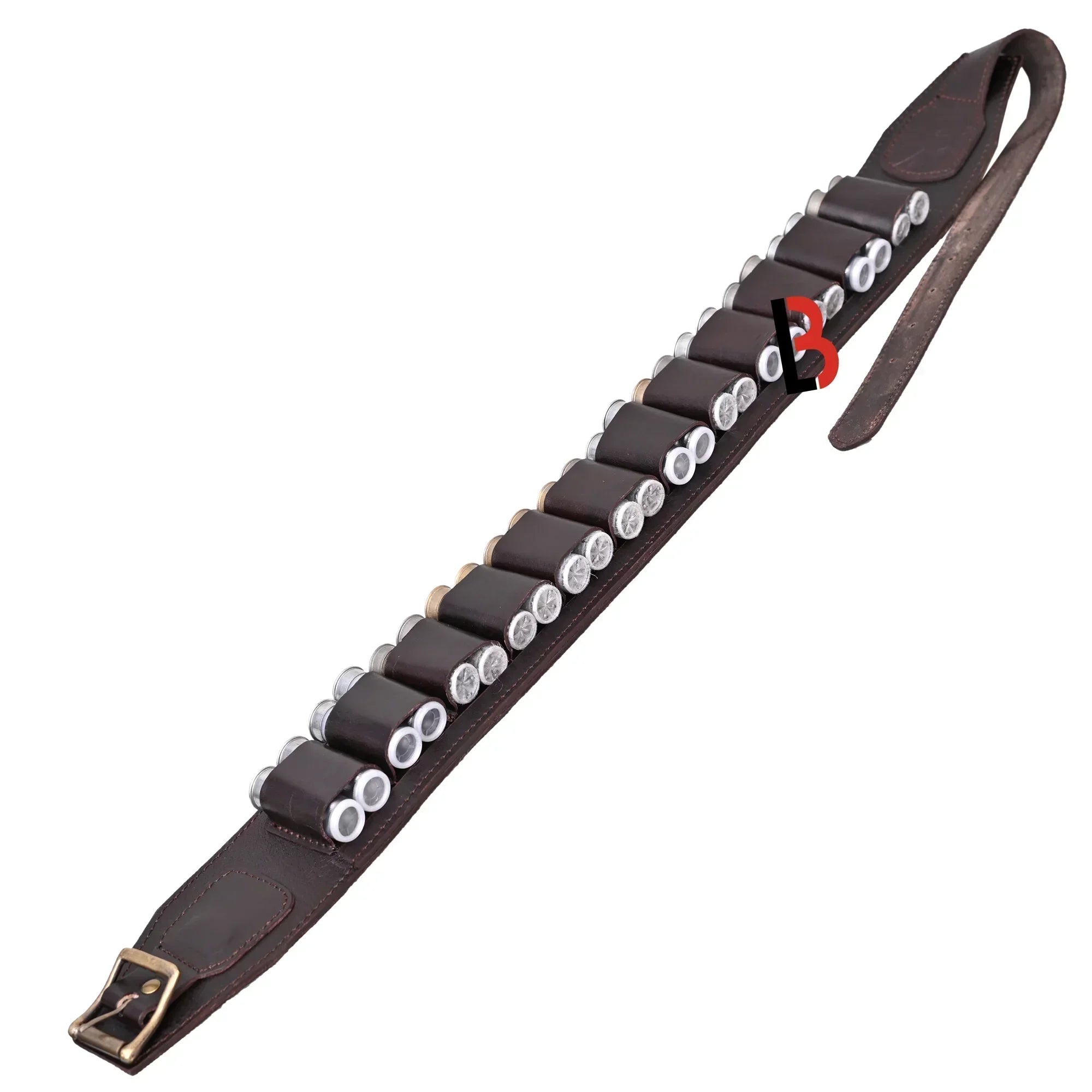 Double Barreled Shotgun Shell Bandolier Belt 12 Gauge Leather Ammunition Carrier